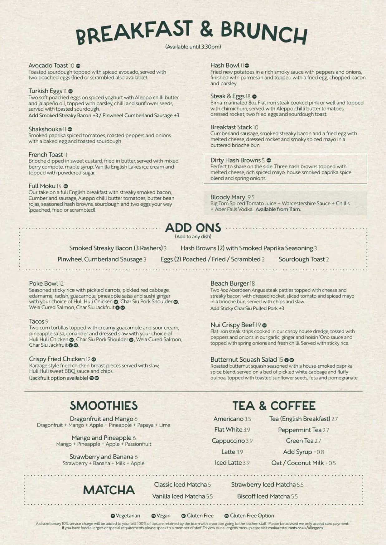 Moku menu, page 1