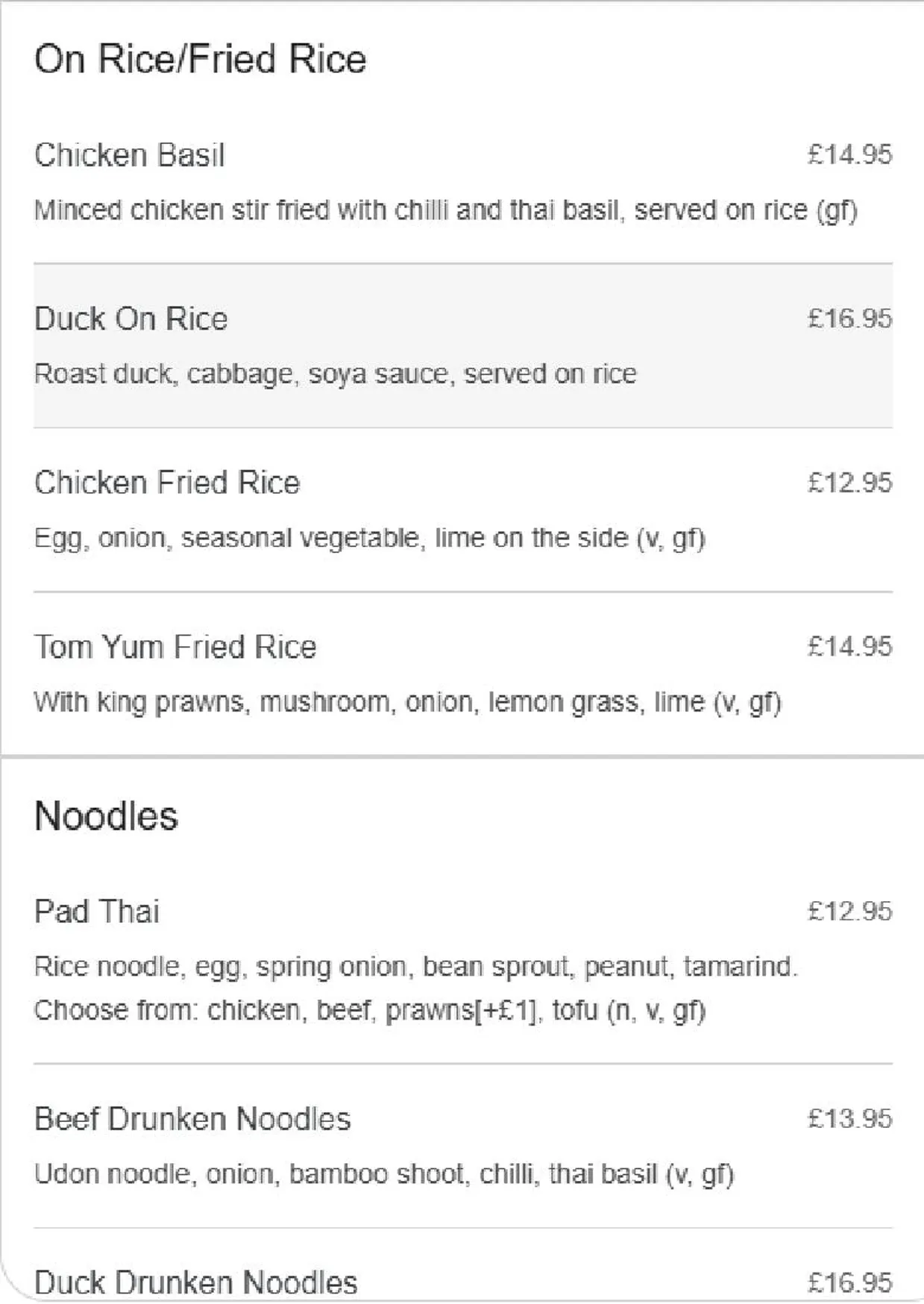TORTHAI Chiswick menu, page 7