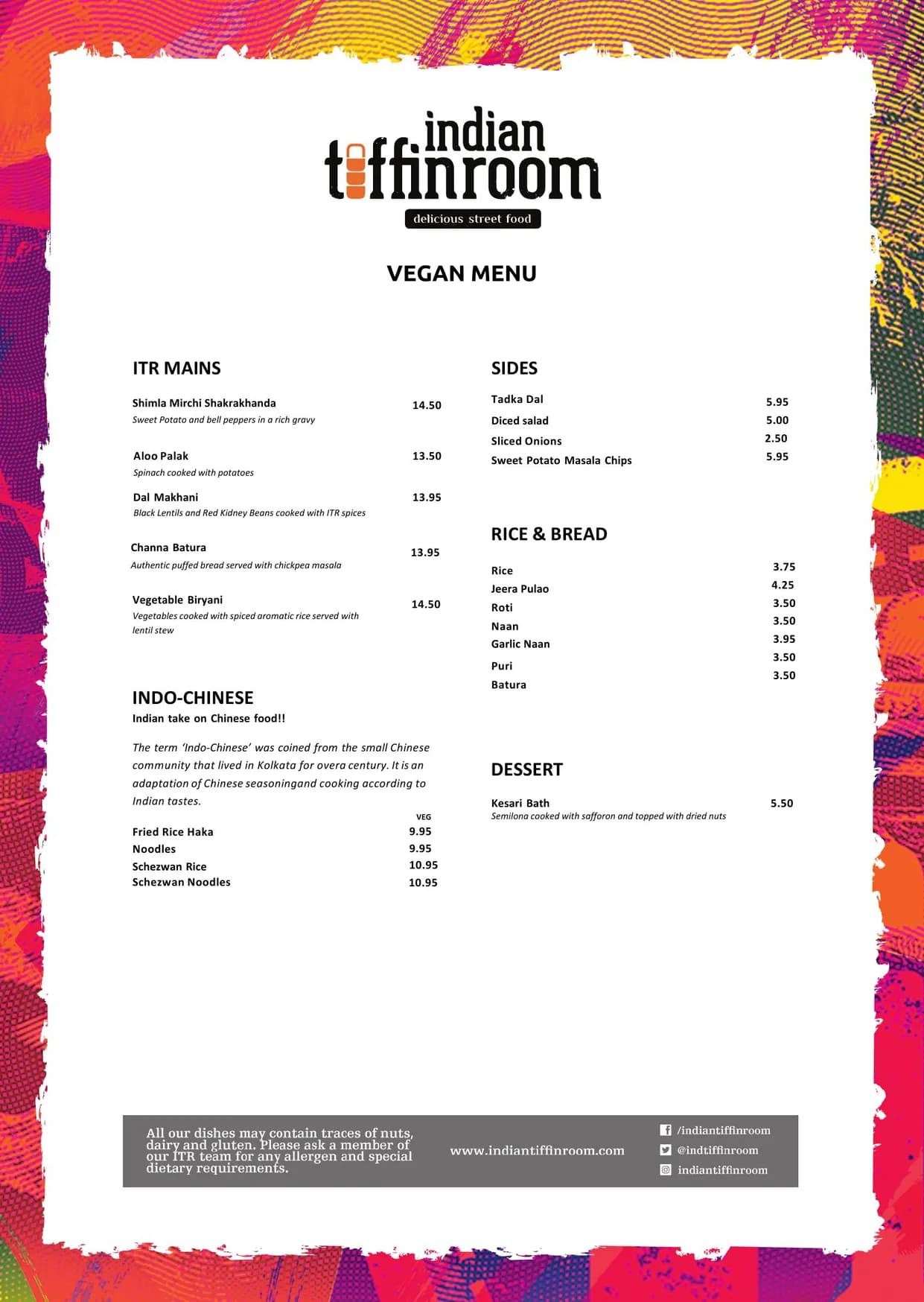 Indian Tiffin Room menu, page 3