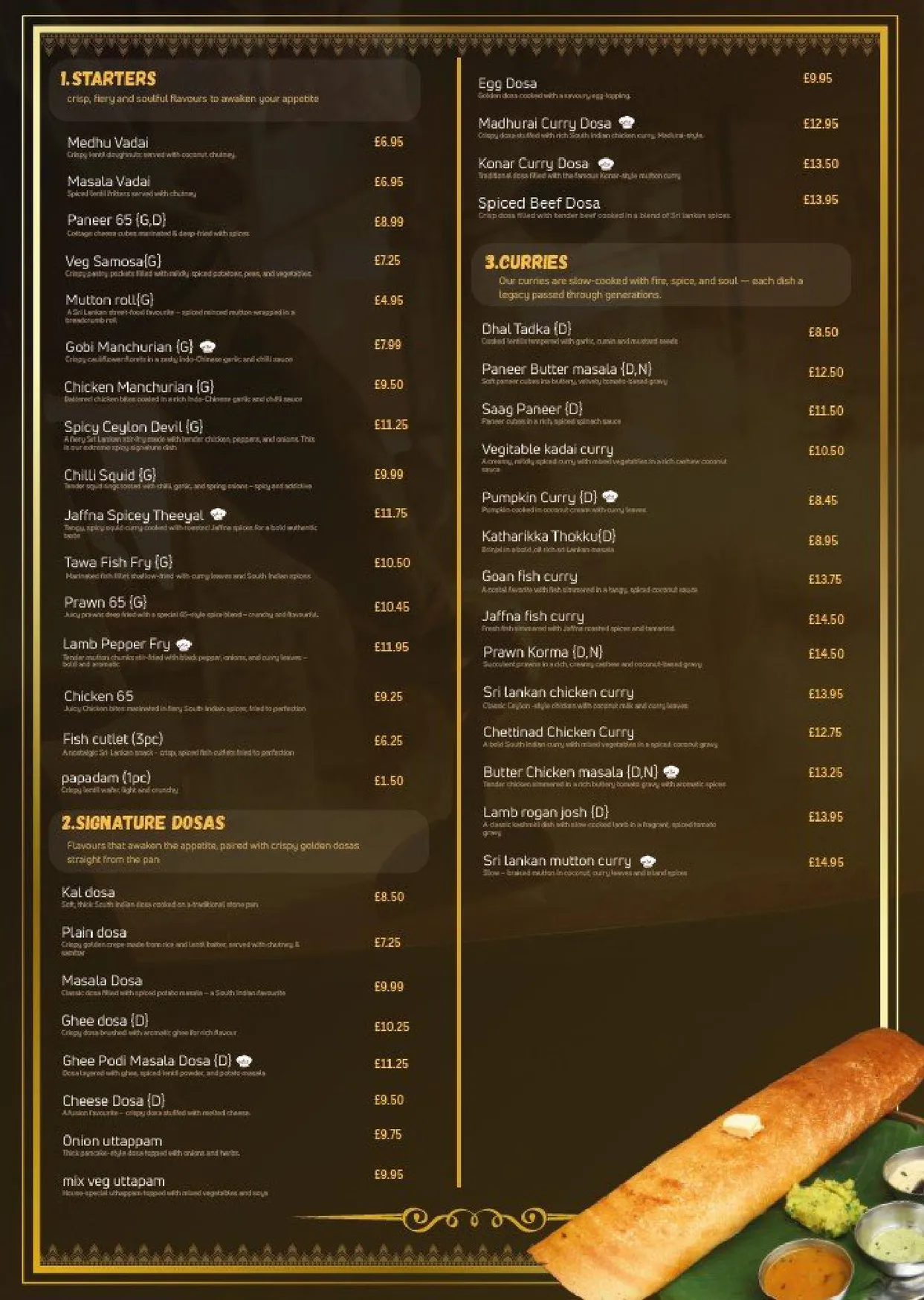 Dosa Queen menu, page 2