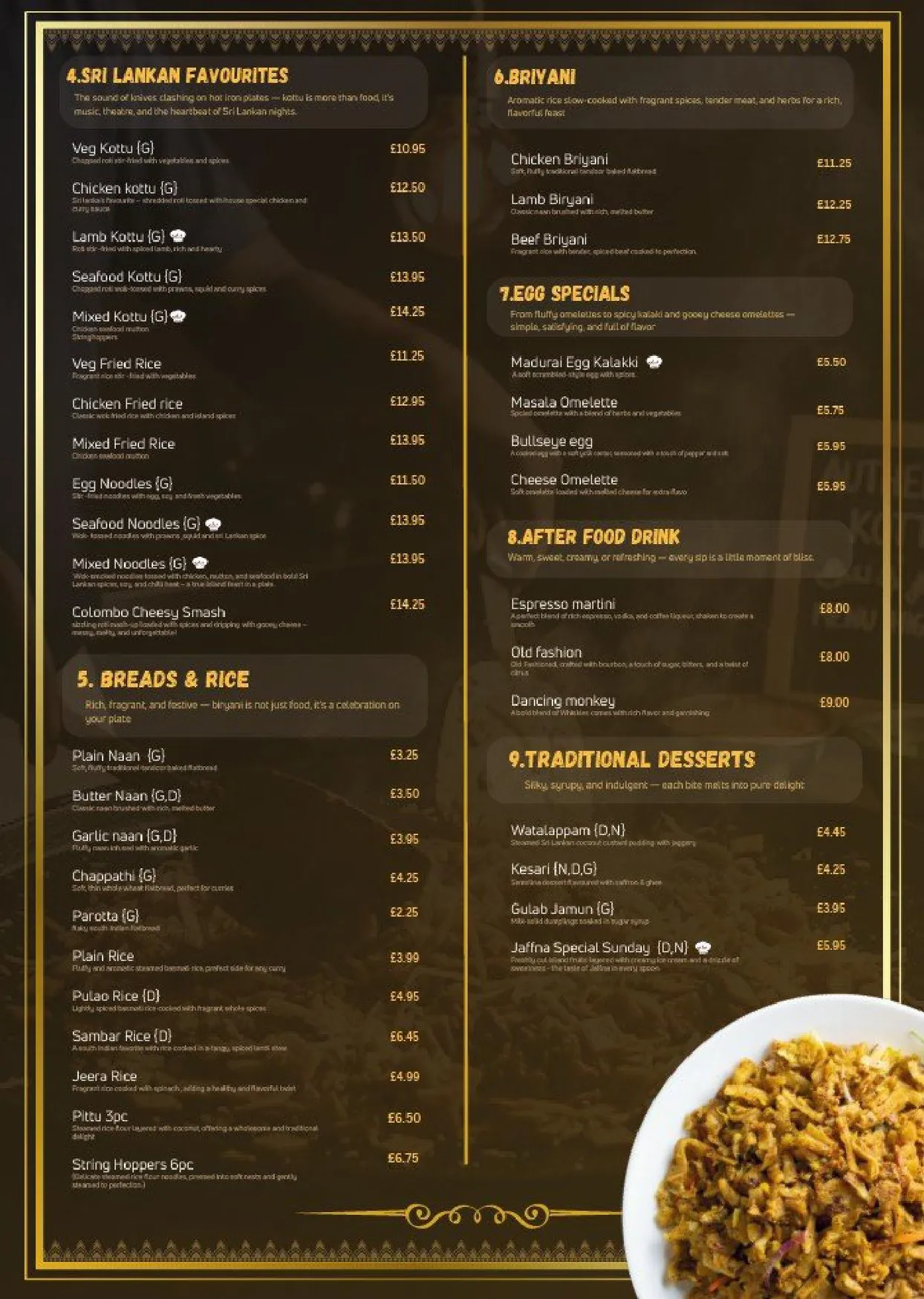 Dosa Queen menu, page 3