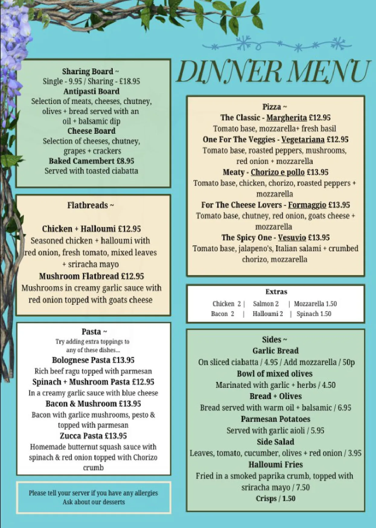 Buonissma menu, page 1