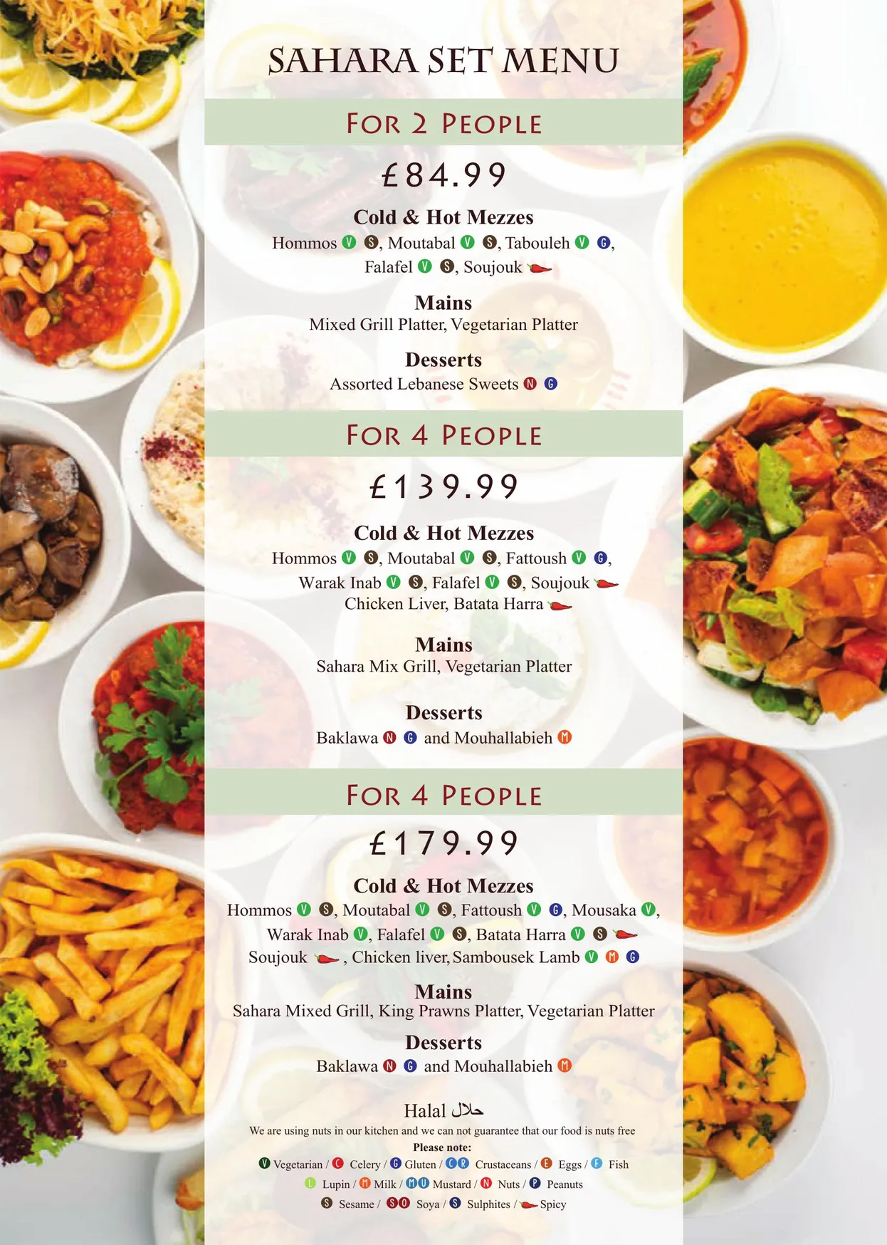 Sahara menu, page 3