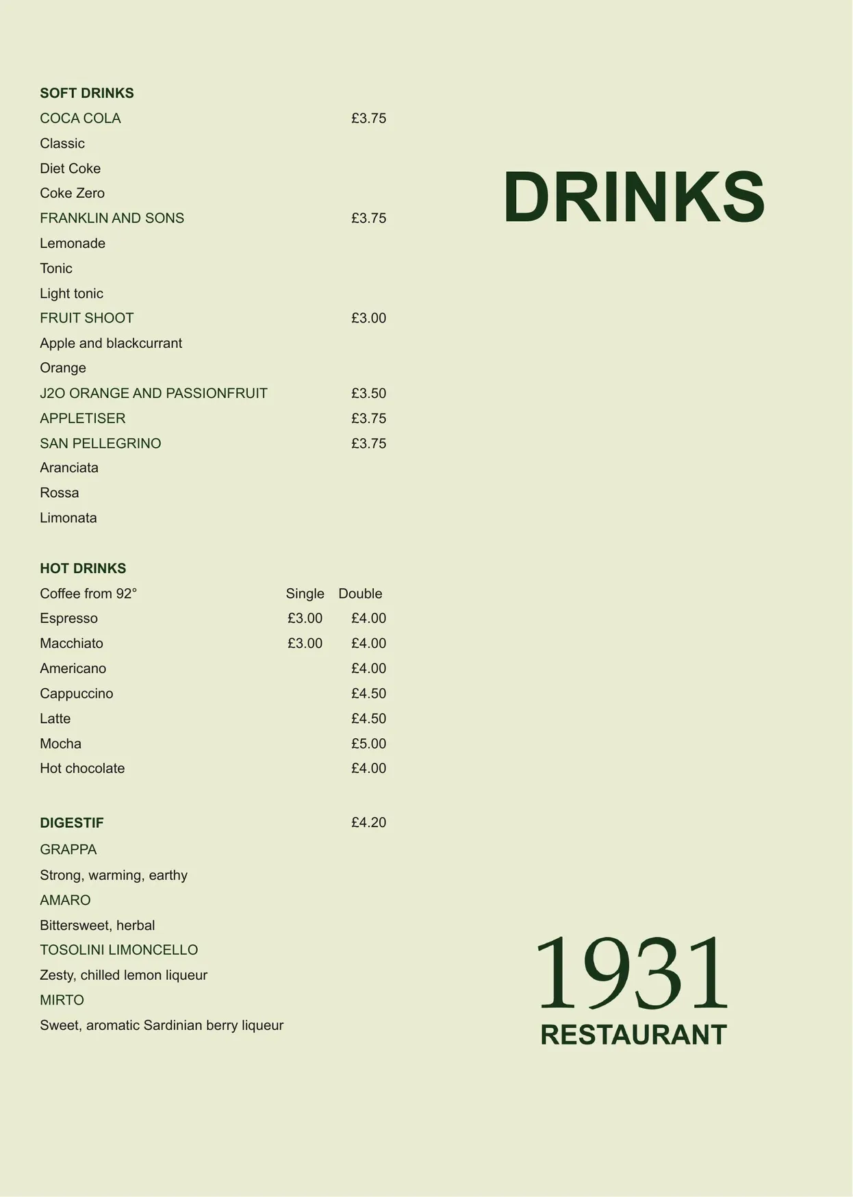 1931 menu, page 5