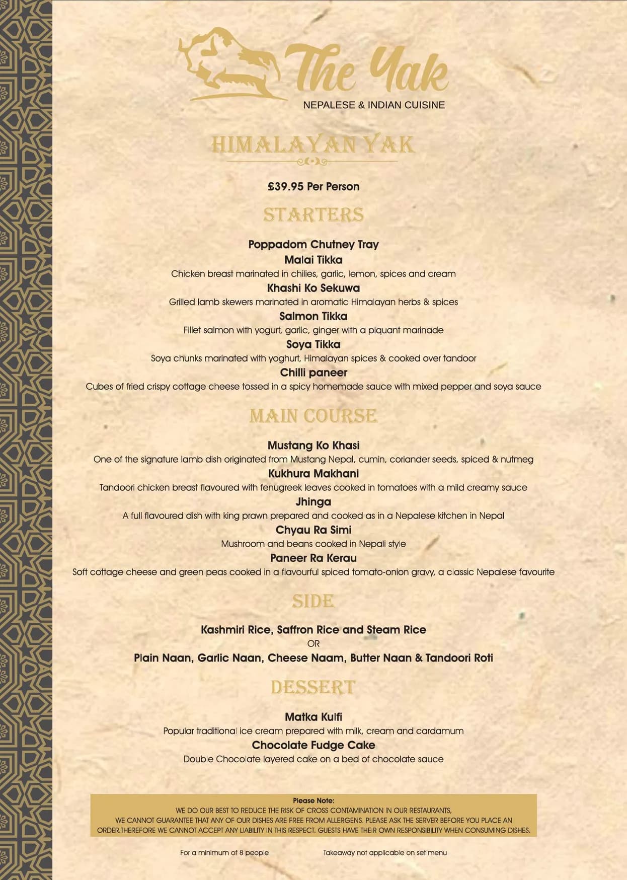 The Yak Nepalese & Indian Cuisine menu, page 5