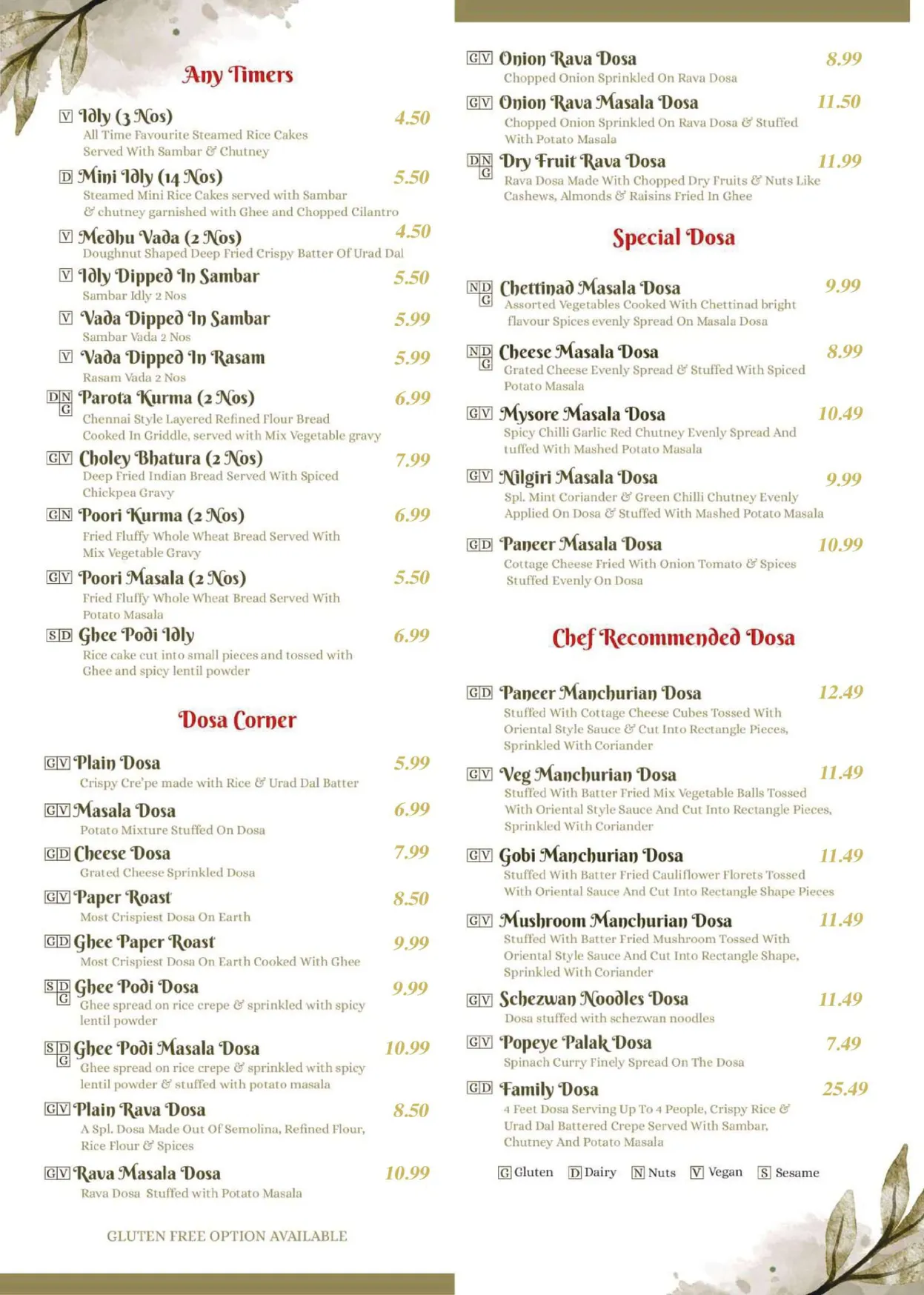 Crispy Dosa Bristol menu, page 3