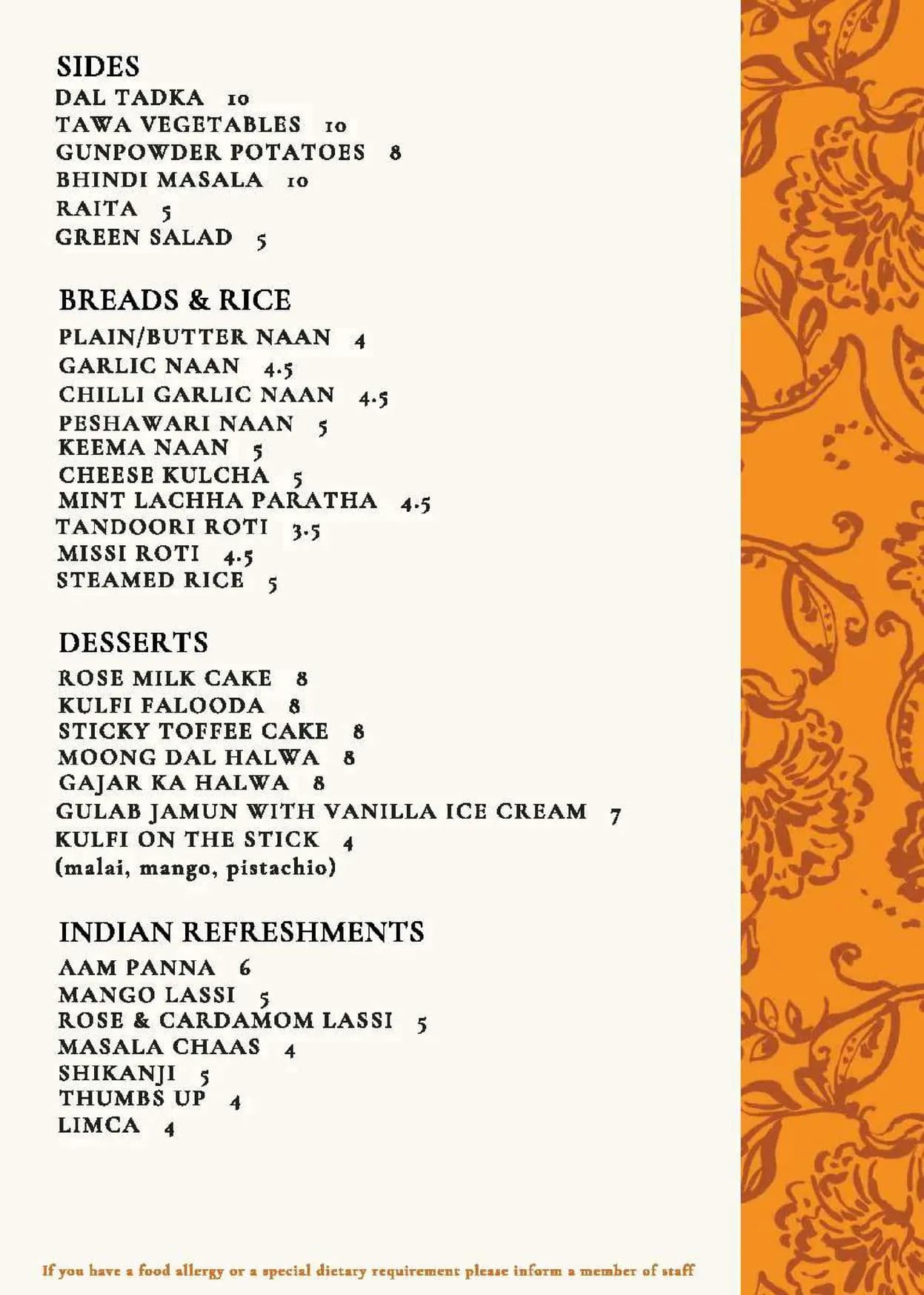 Chit Chaat menu, page 6