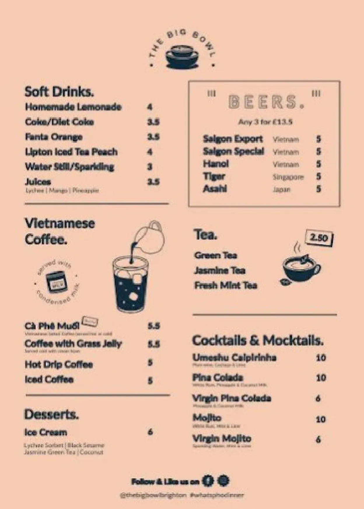 The Big Bowl menu, page 2