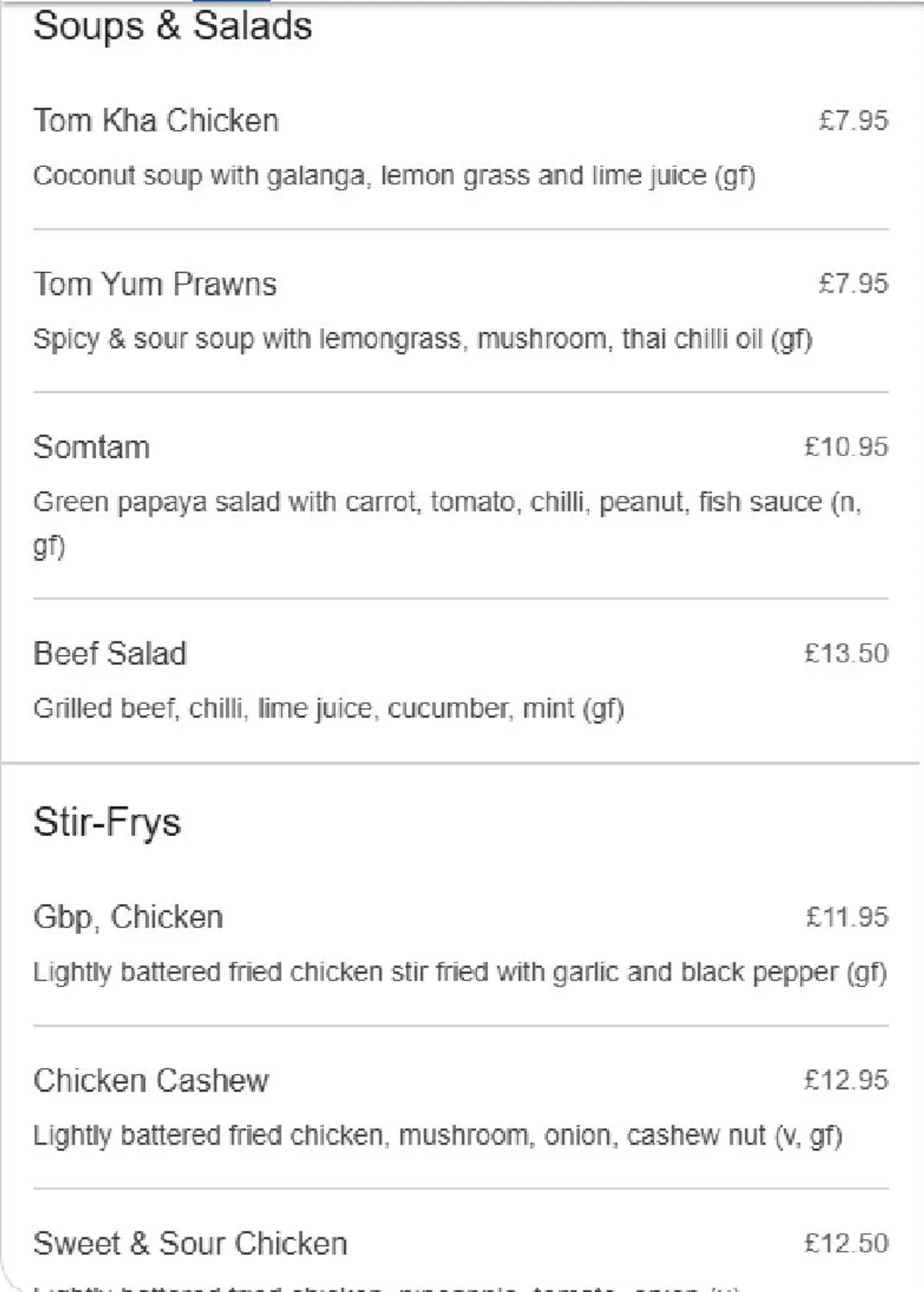 TORTHAI Chiswick menu, page 5