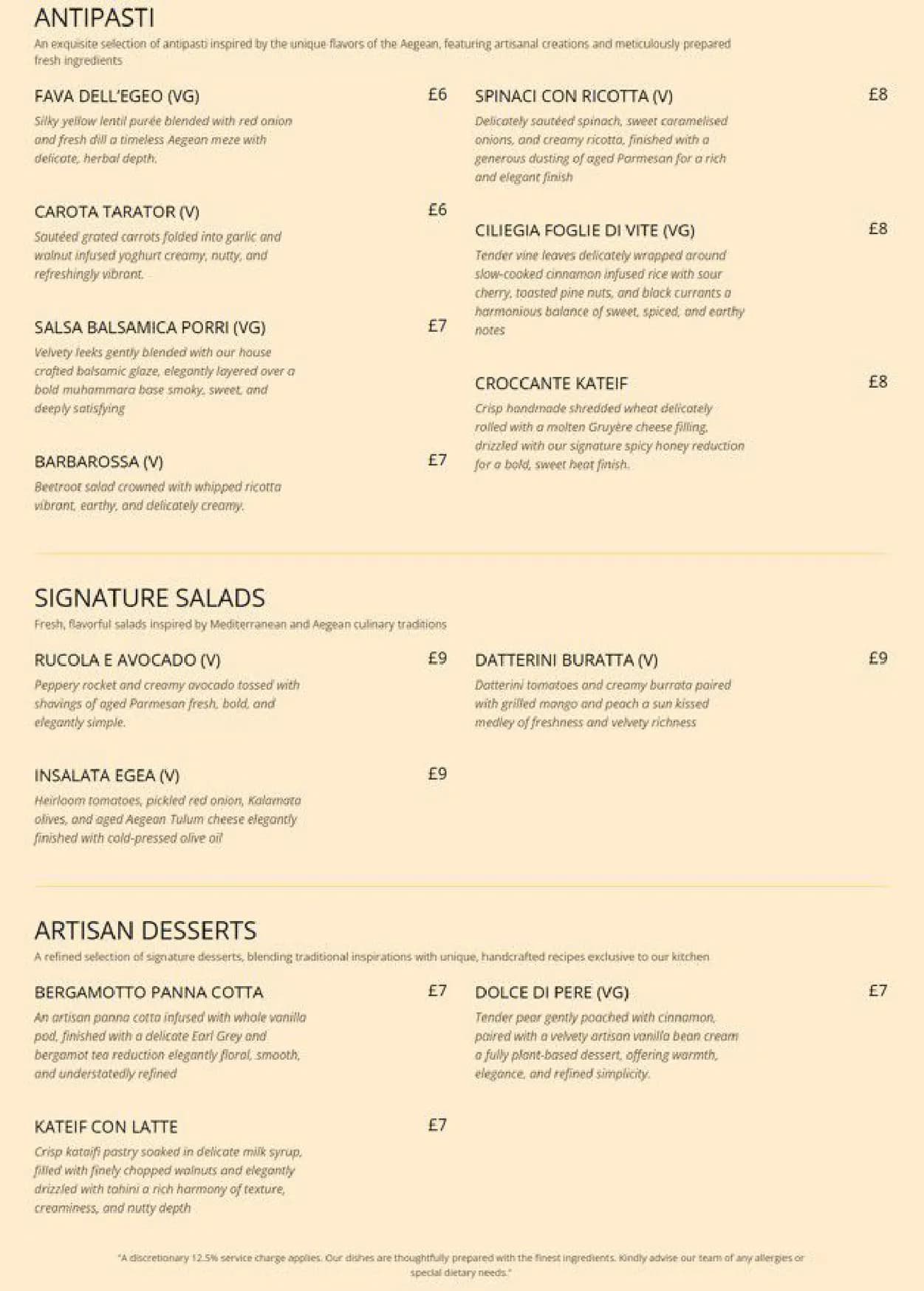 The Resto menu, page 2