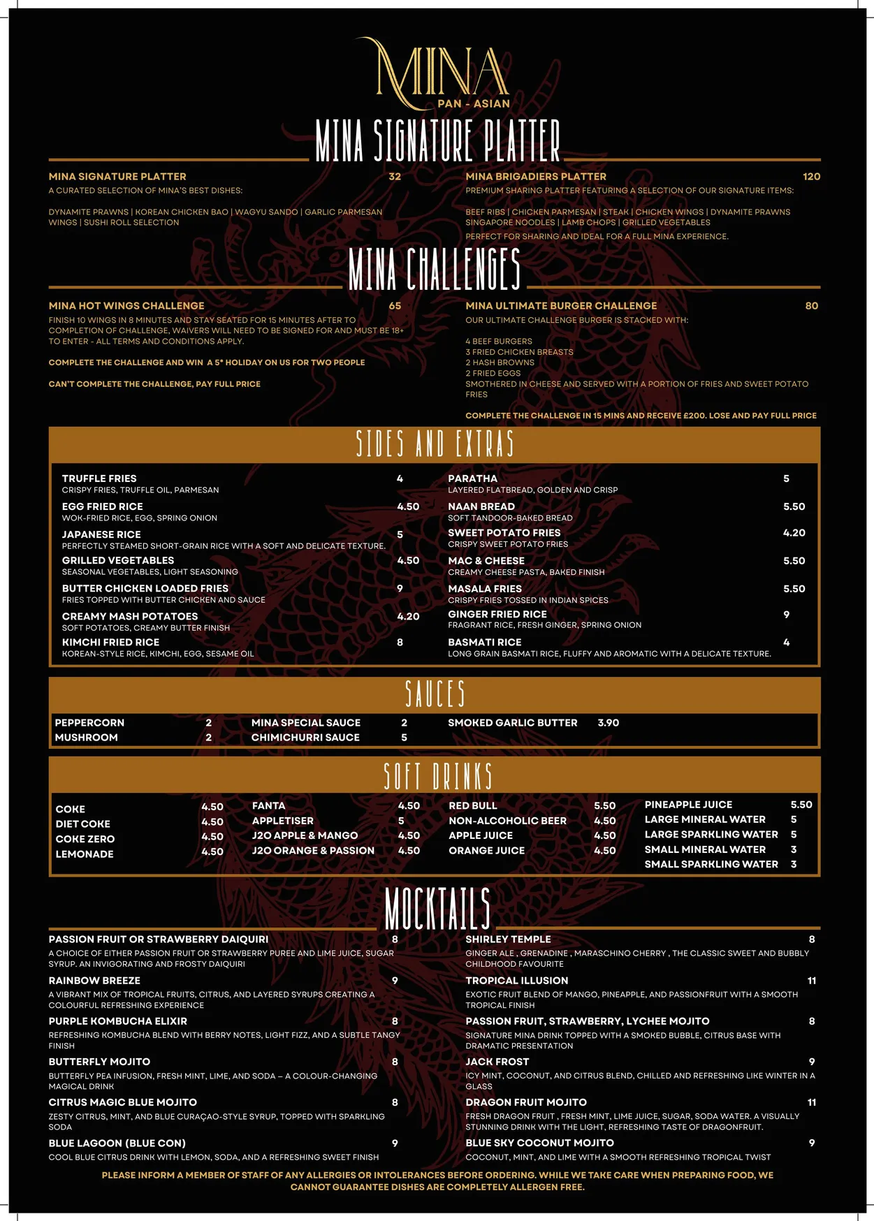 Mina Pan Asian menu, page 2