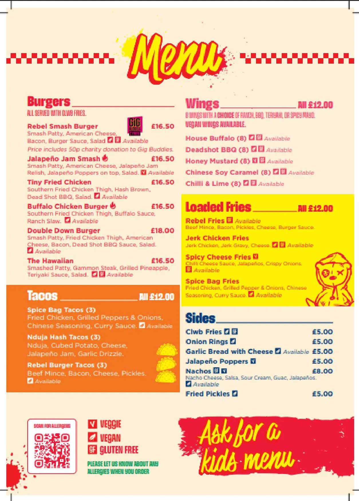 Tiny Rebel menu, page 2