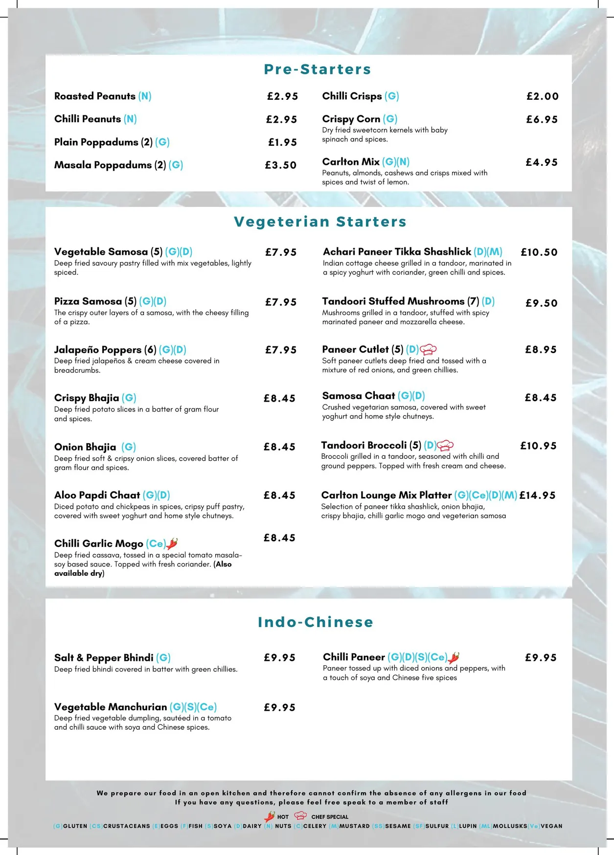 Carlton Lounge menu, page 3