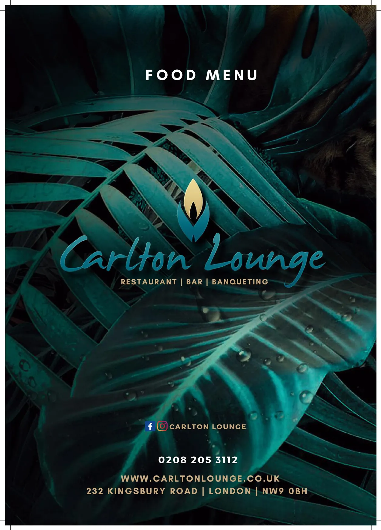 Carlton Lounge menu, page 1