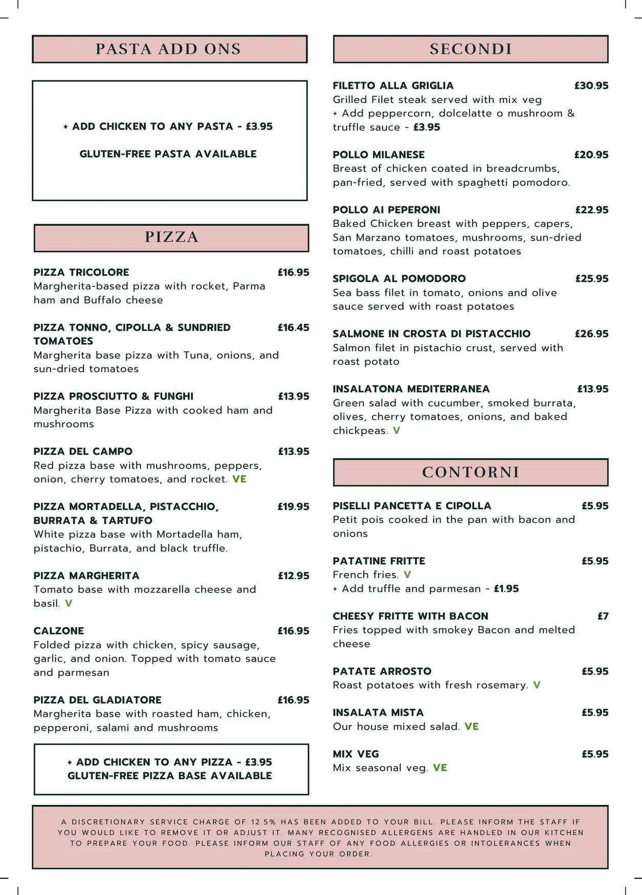 La Filia menu, page 3