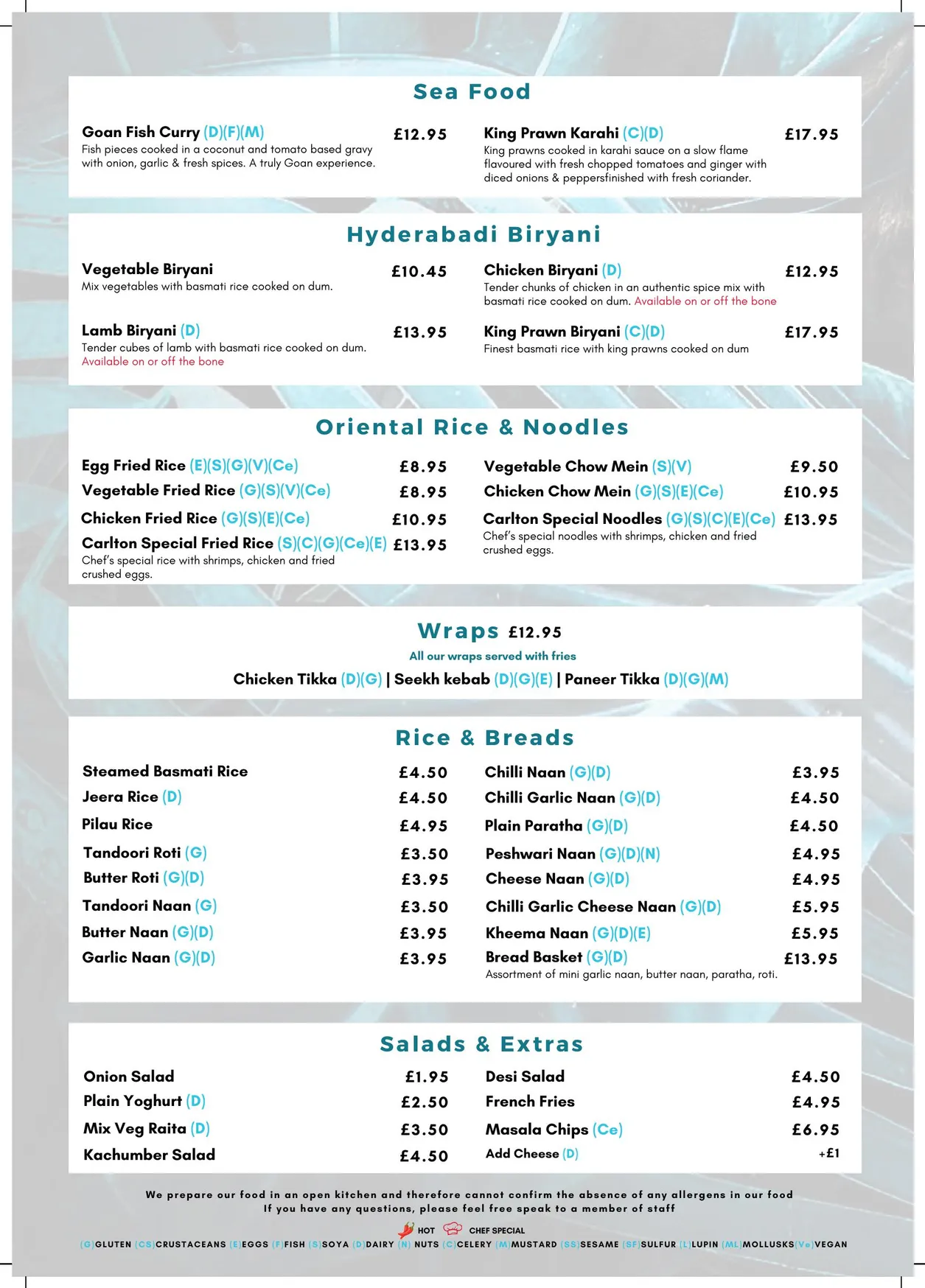 Carlton Lounge menu, page 6