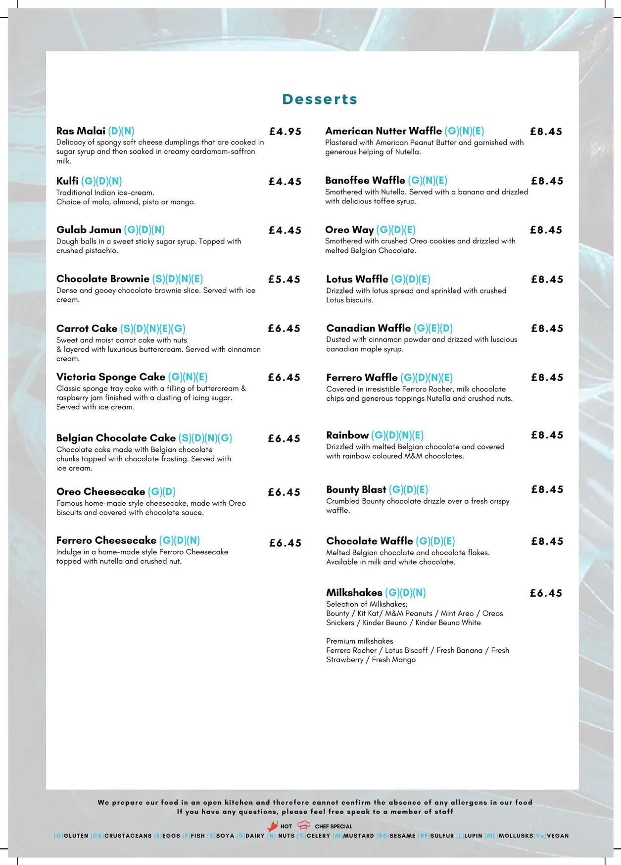 Carlton Lounge menu, page 7