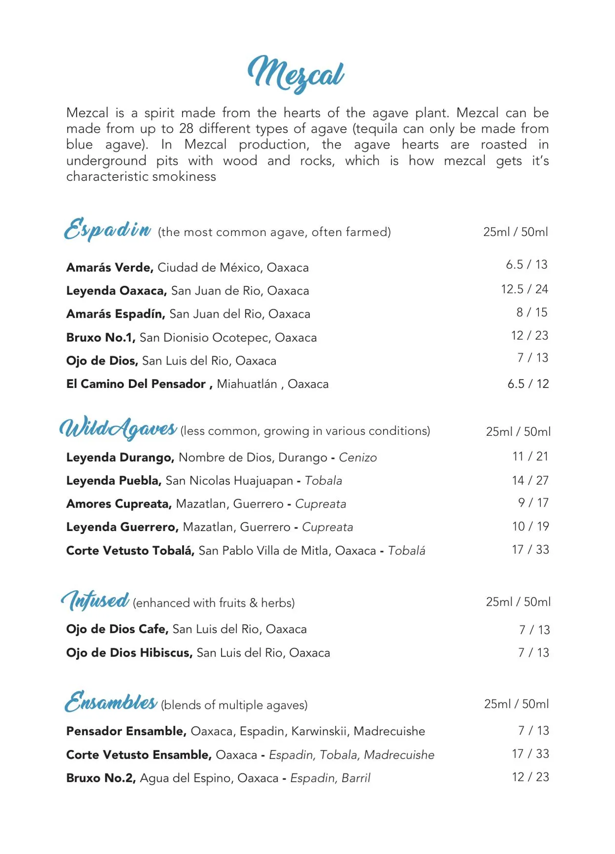 Santo Remedio menu, page 11