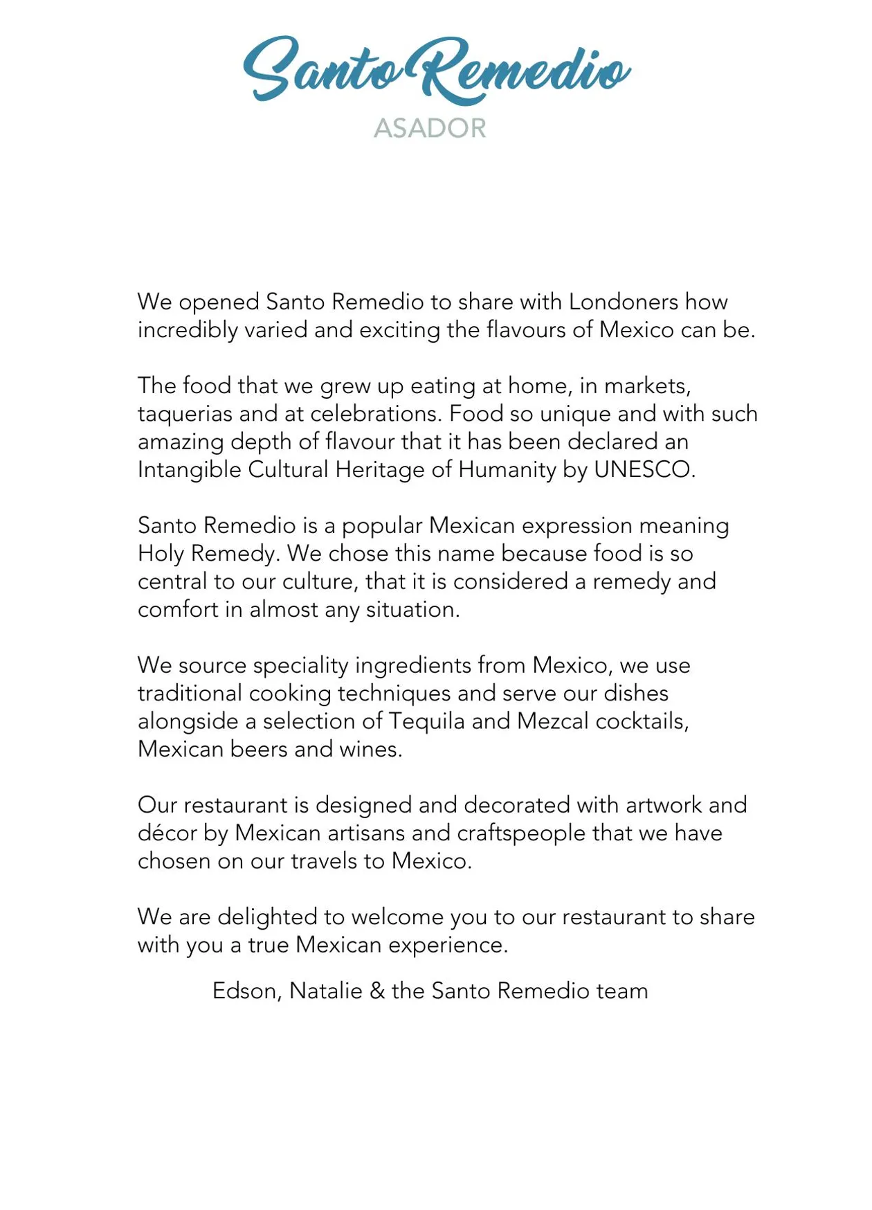 Santo Remedio menu, page 6