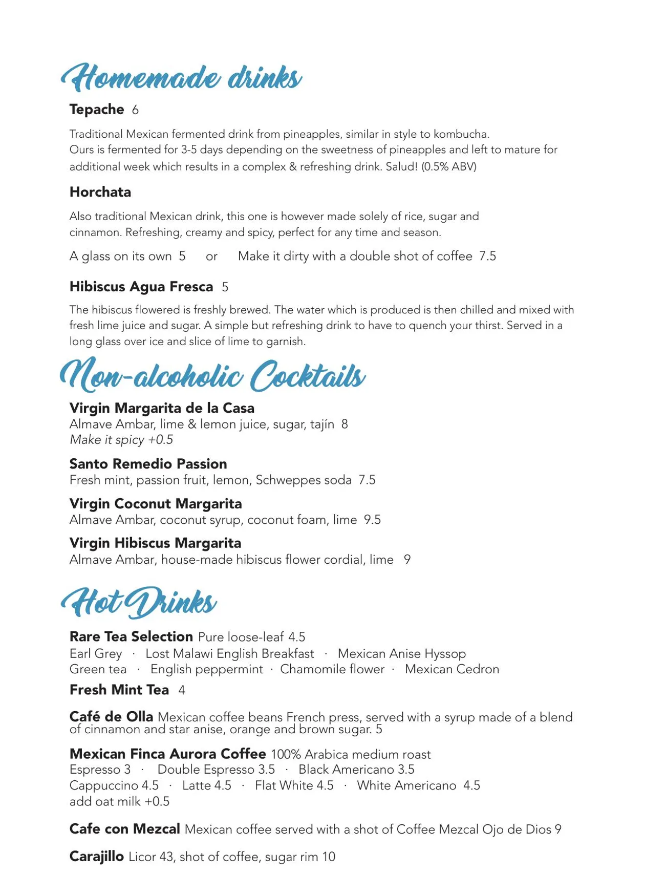 Santo Remedio menu, page 12