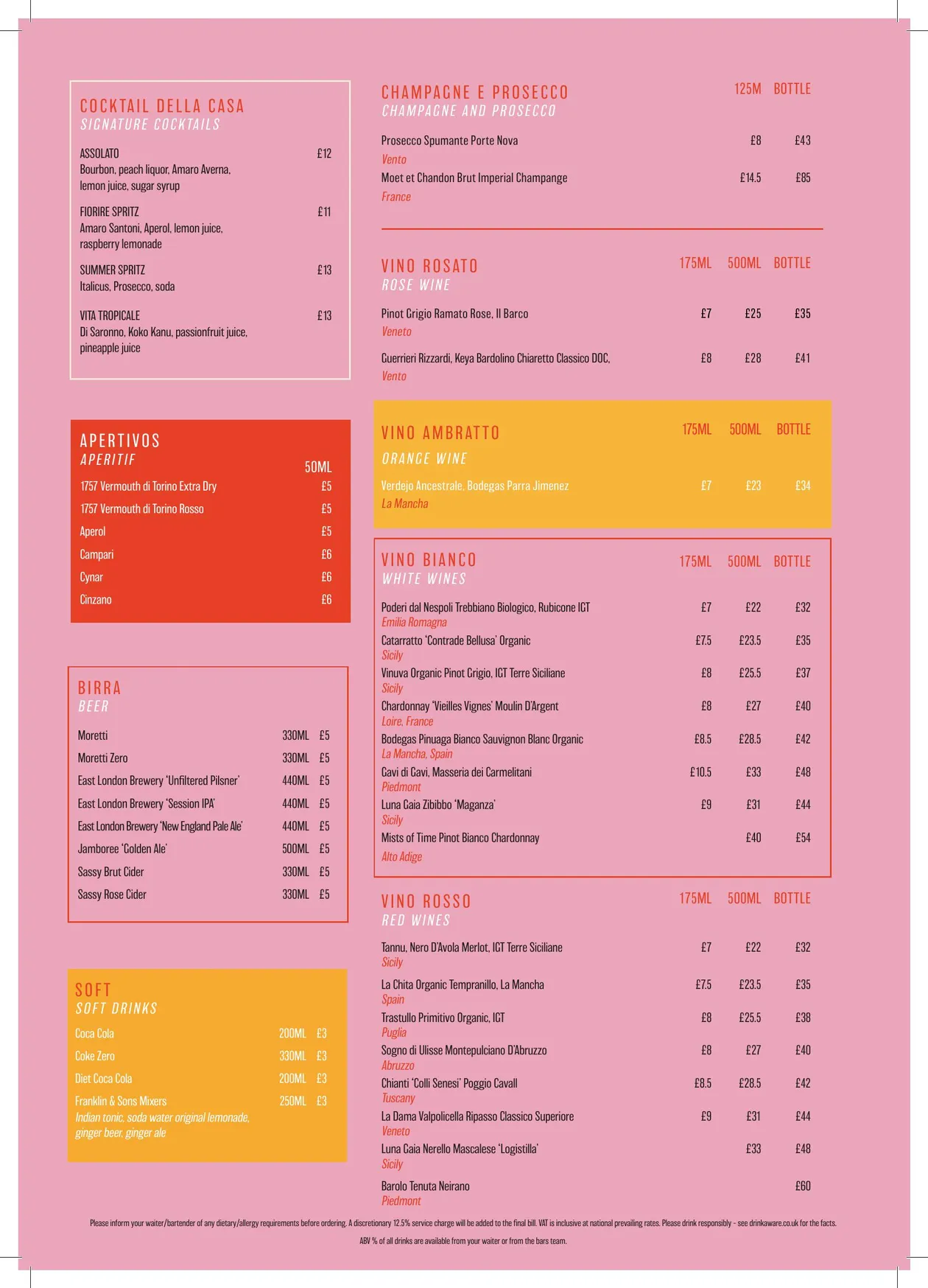 Sotto Cucina & Bar menu, page 1