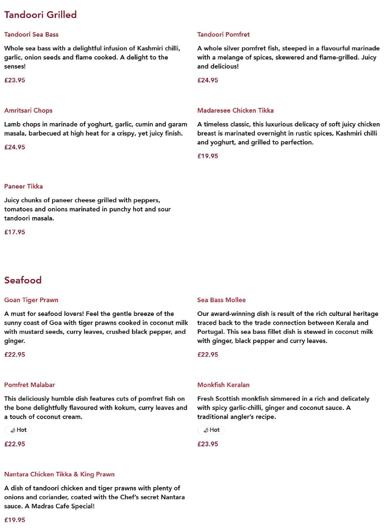 Madras Cafe menu, page 3