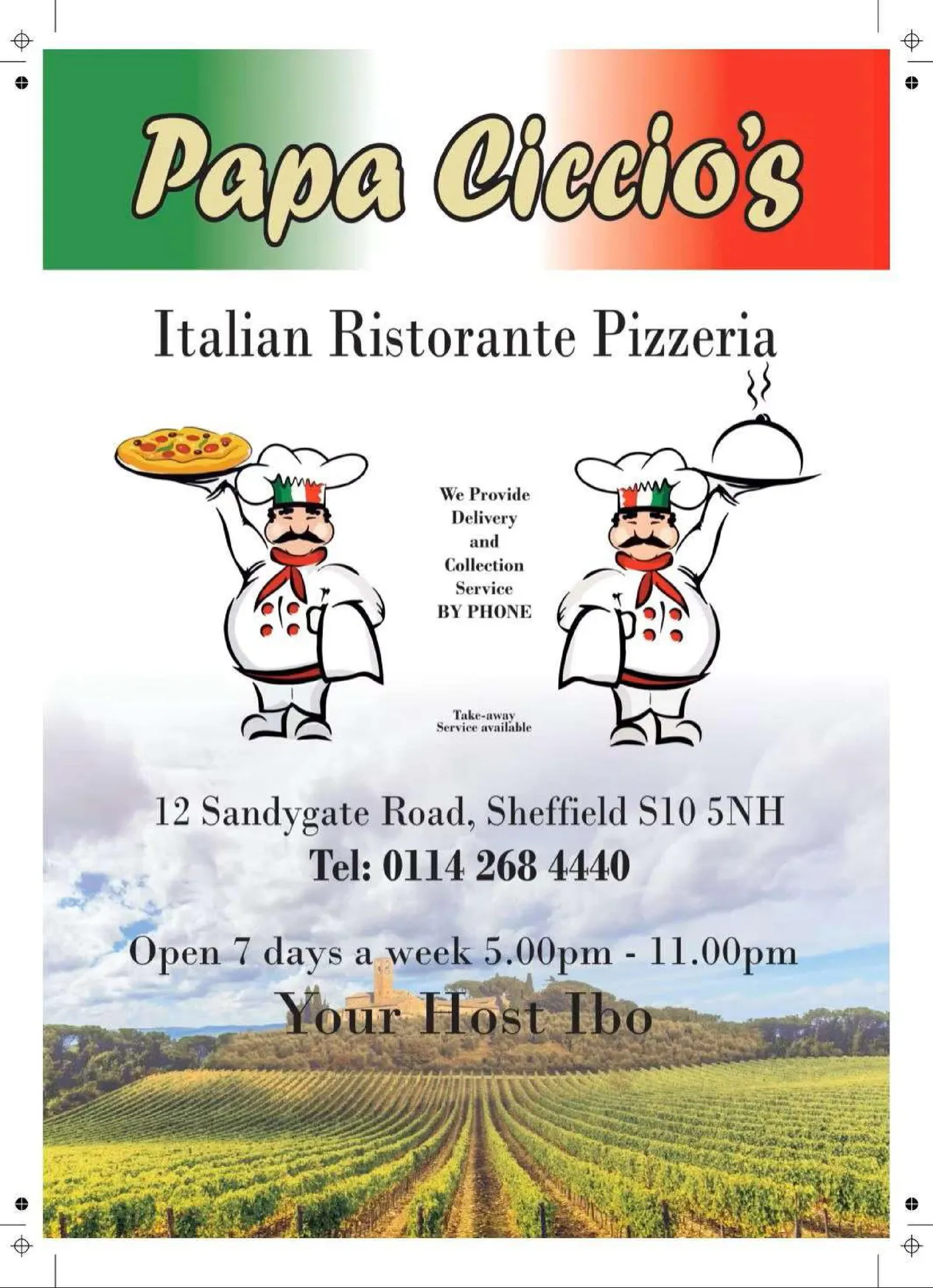 Papa Ciccio's menu, page 1