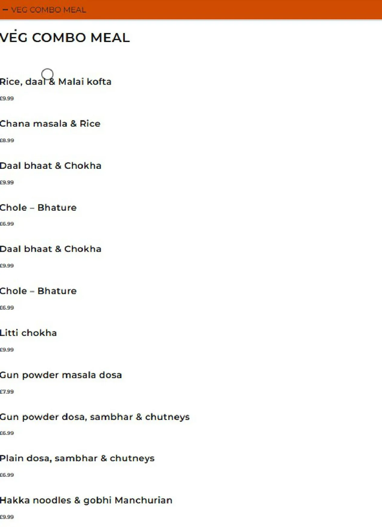 Victoria Street Collective menu, page 3