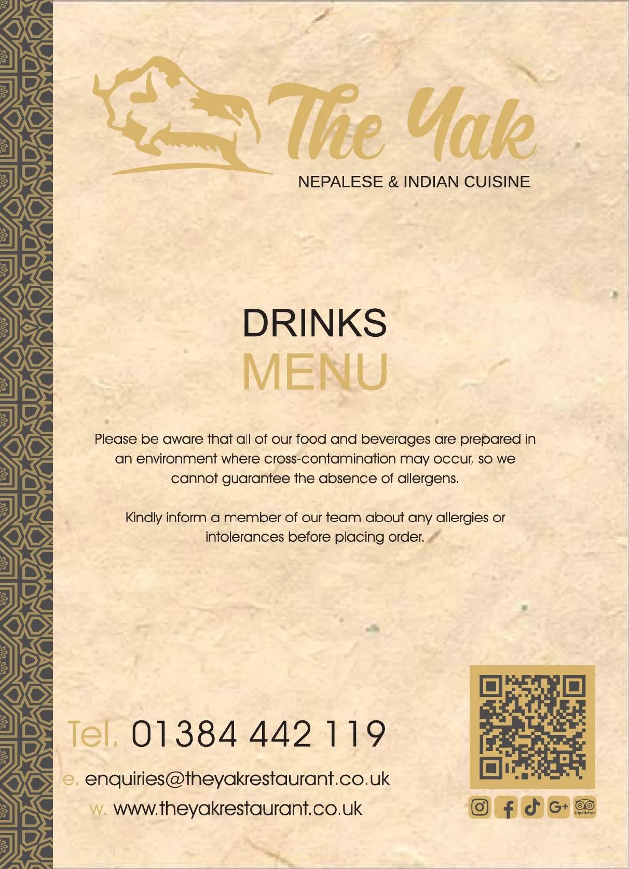 The Yak Nepalese & Indian Cuisine menu, page 9