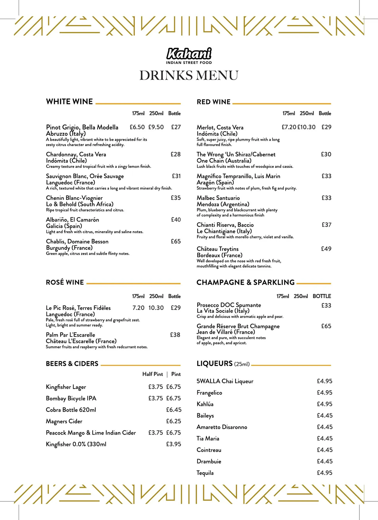 Kahani Indian Restaurant menu, page 3