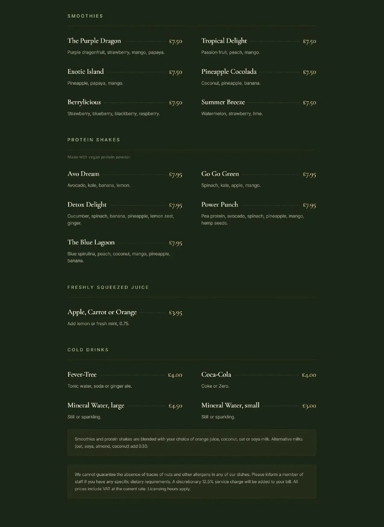 Zaya menu, page 6