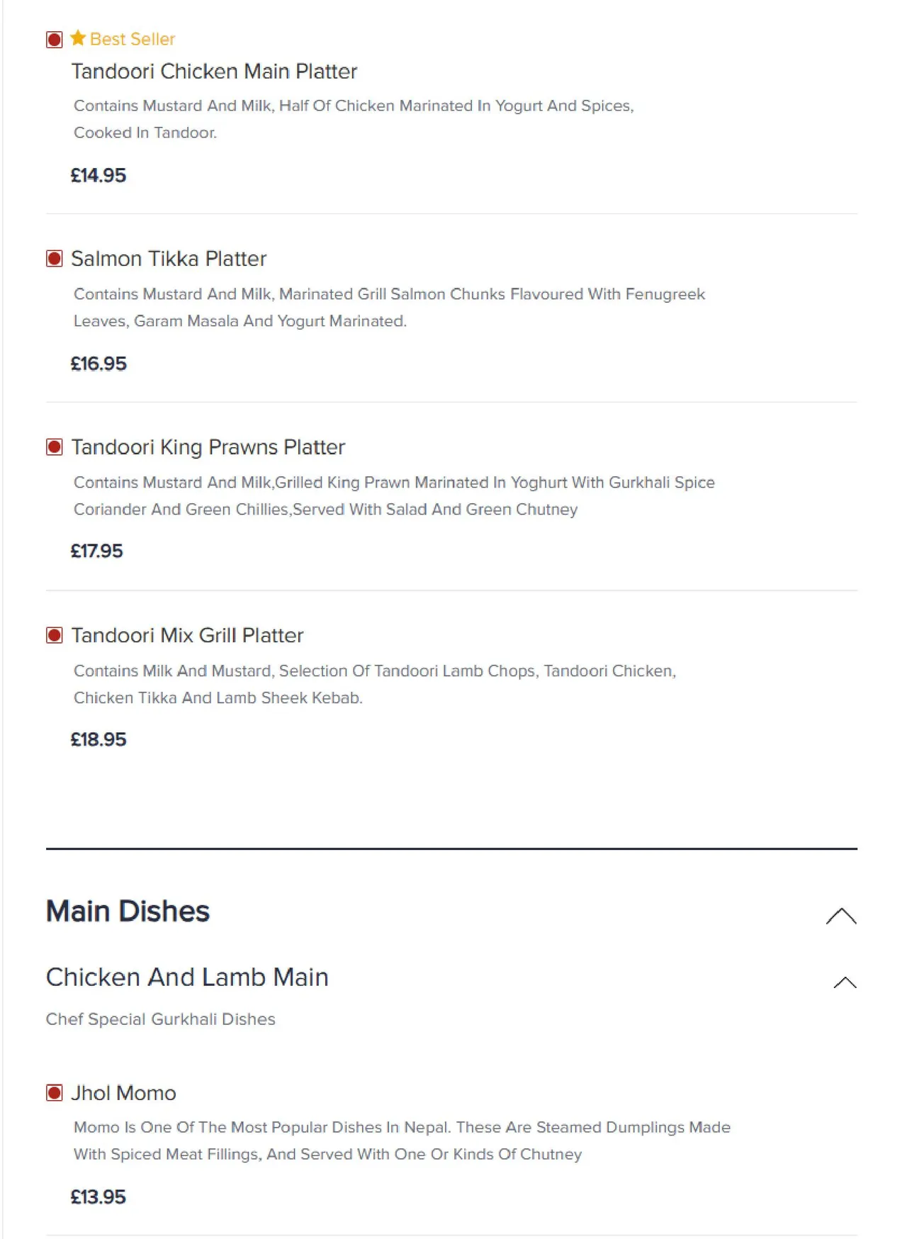 Gurkha Express menu, page 4