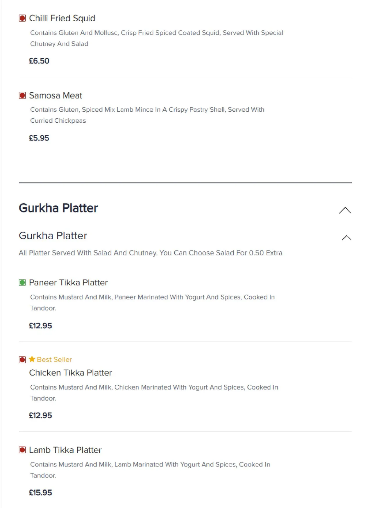Gurkha Express menu, page 3