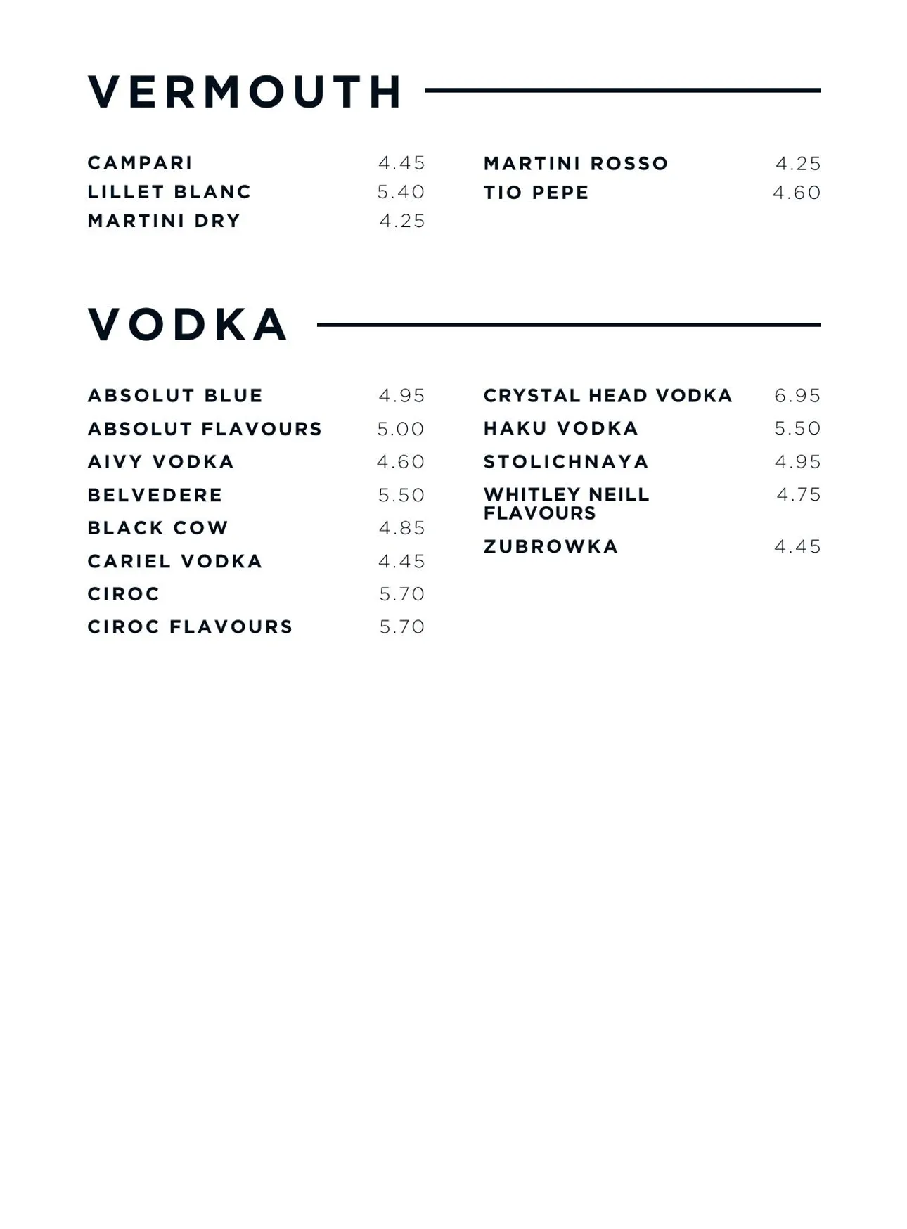 The Spiritualist menu, page 18