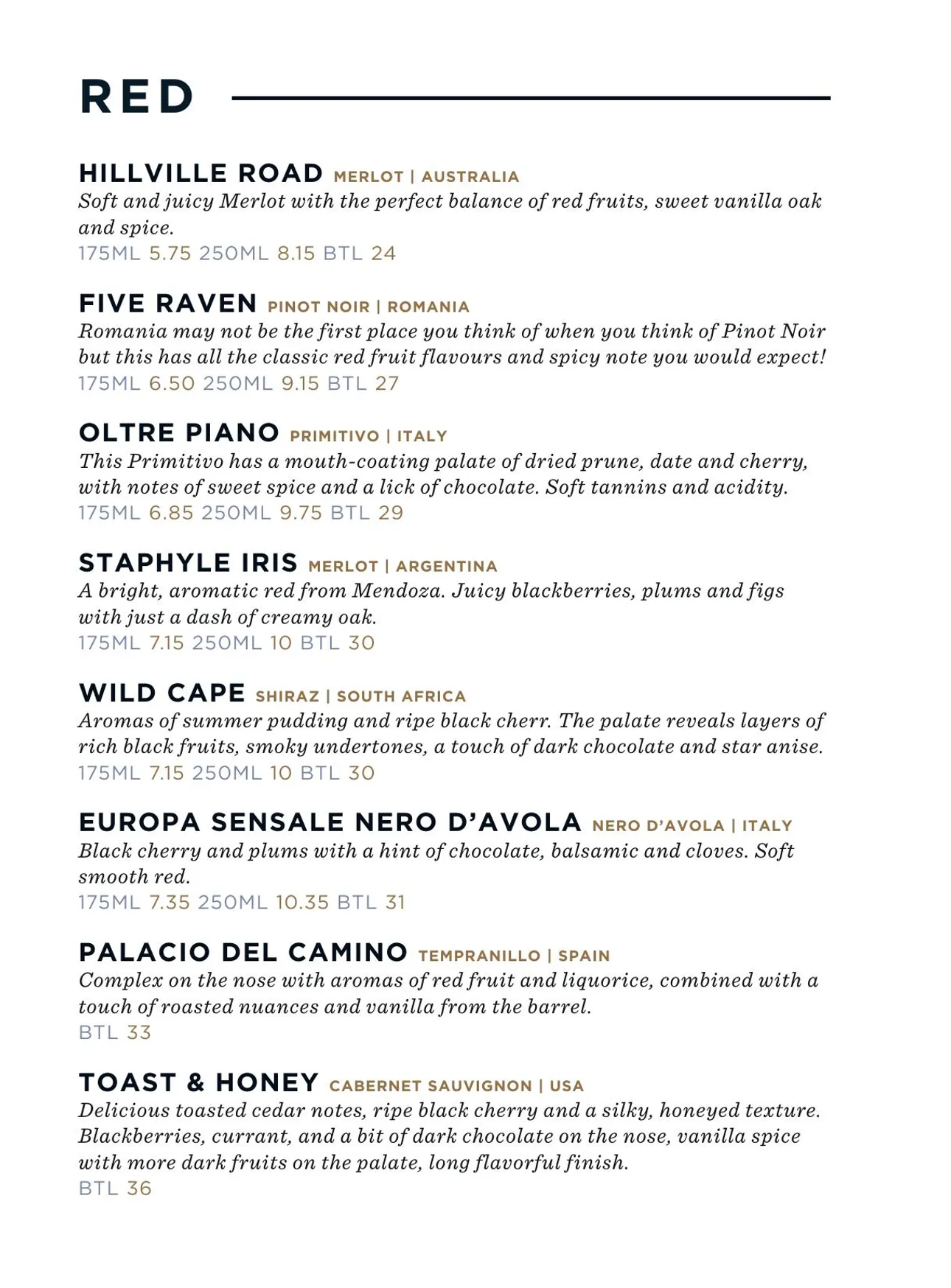 The Spiritualist menu, page 13