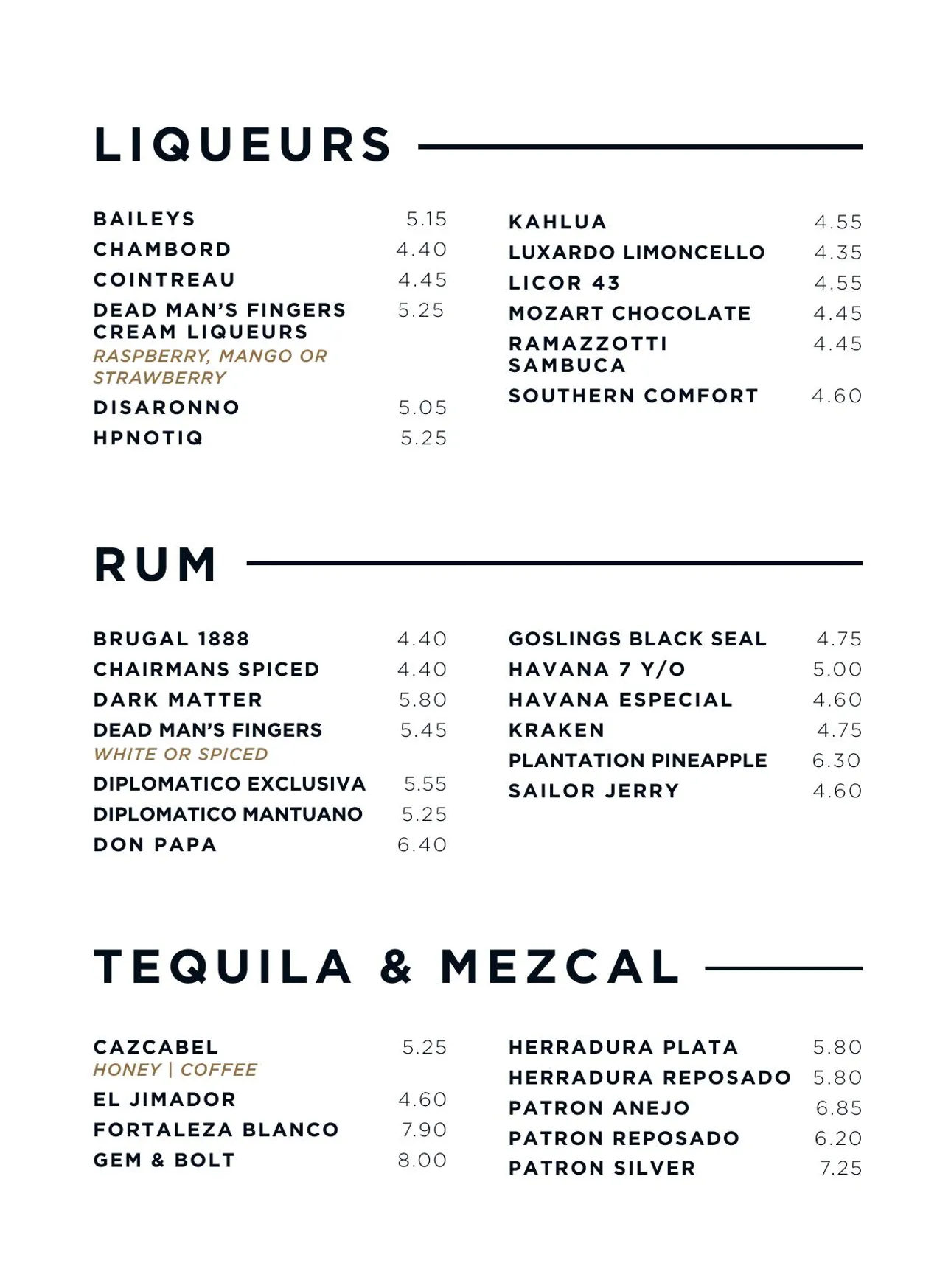 The Spiritualist menu, page 17