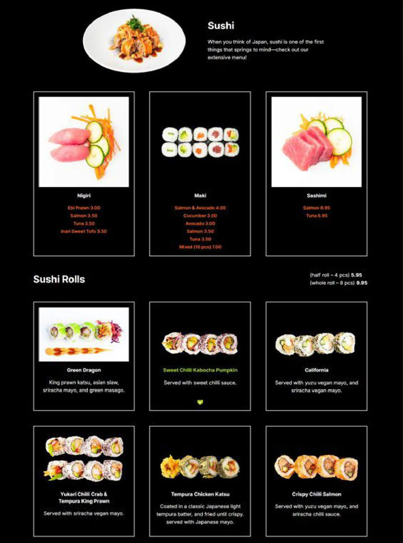 Yakinori menu, page 8