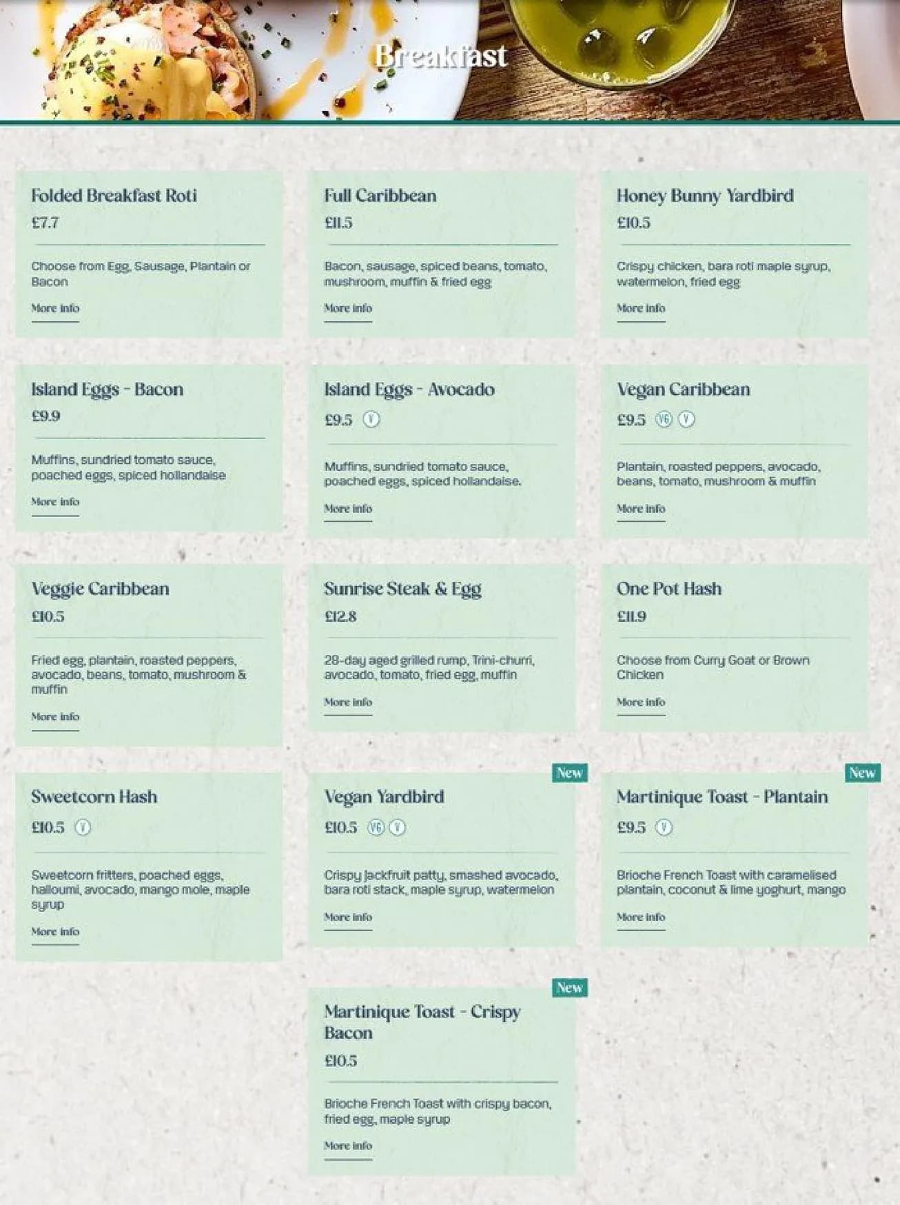 Turtle Bay menu, page 1