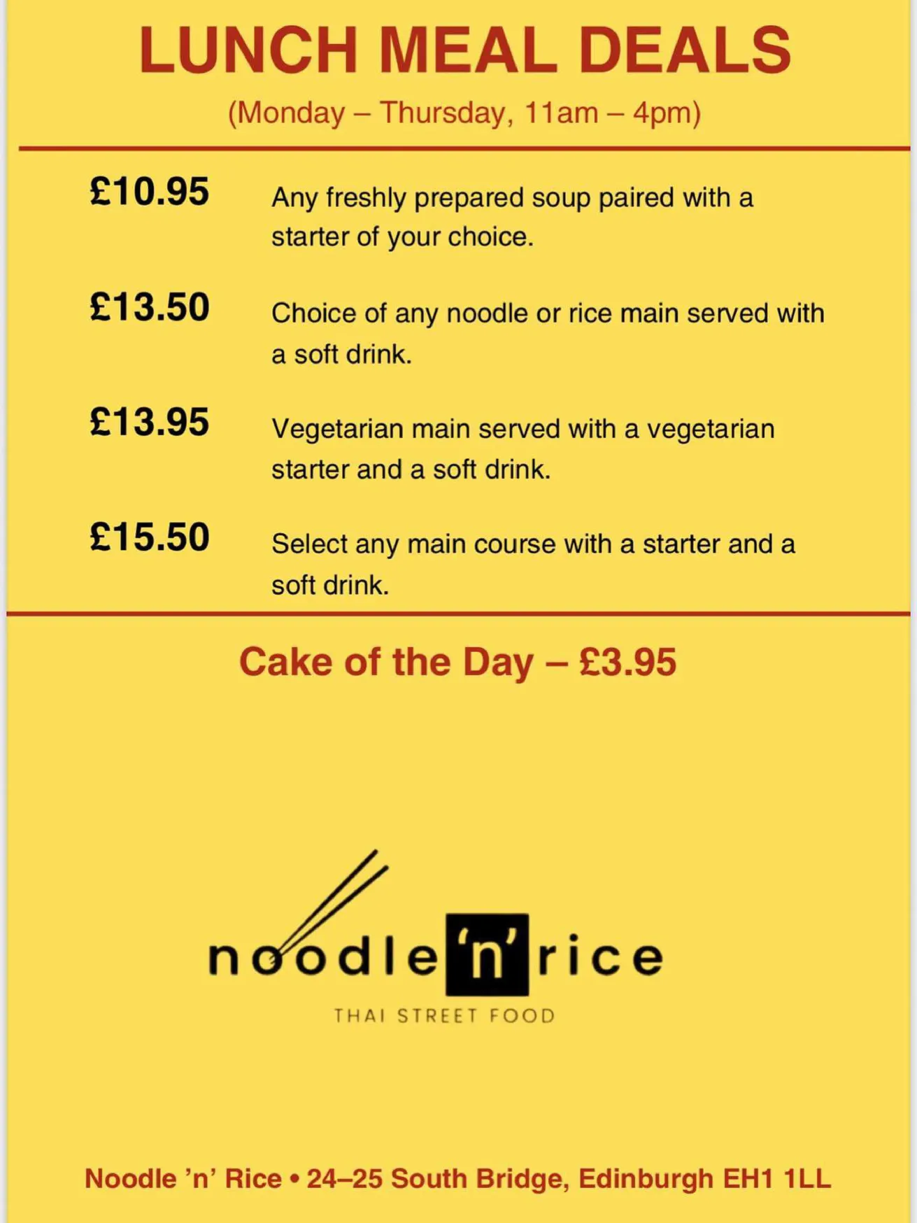 Noodle 'n' Rice menu, page 1