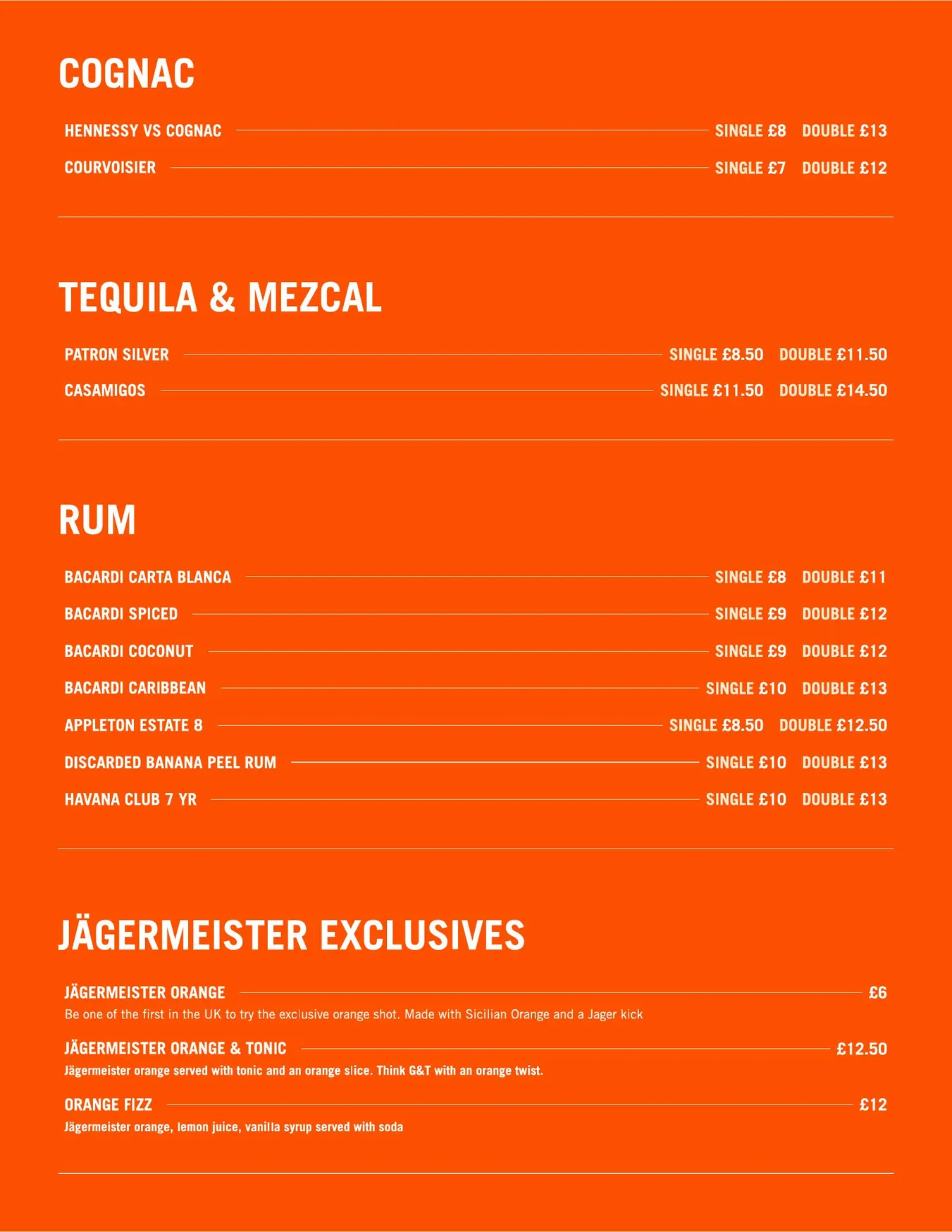 London Bridge Rooftop menu, page 8