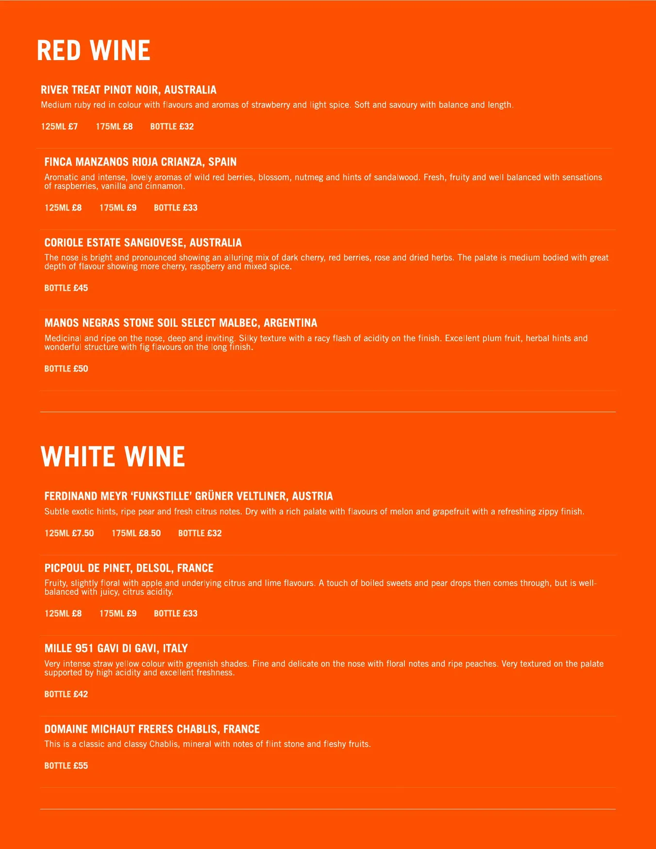 London Bridge Rooftop menu, page 5