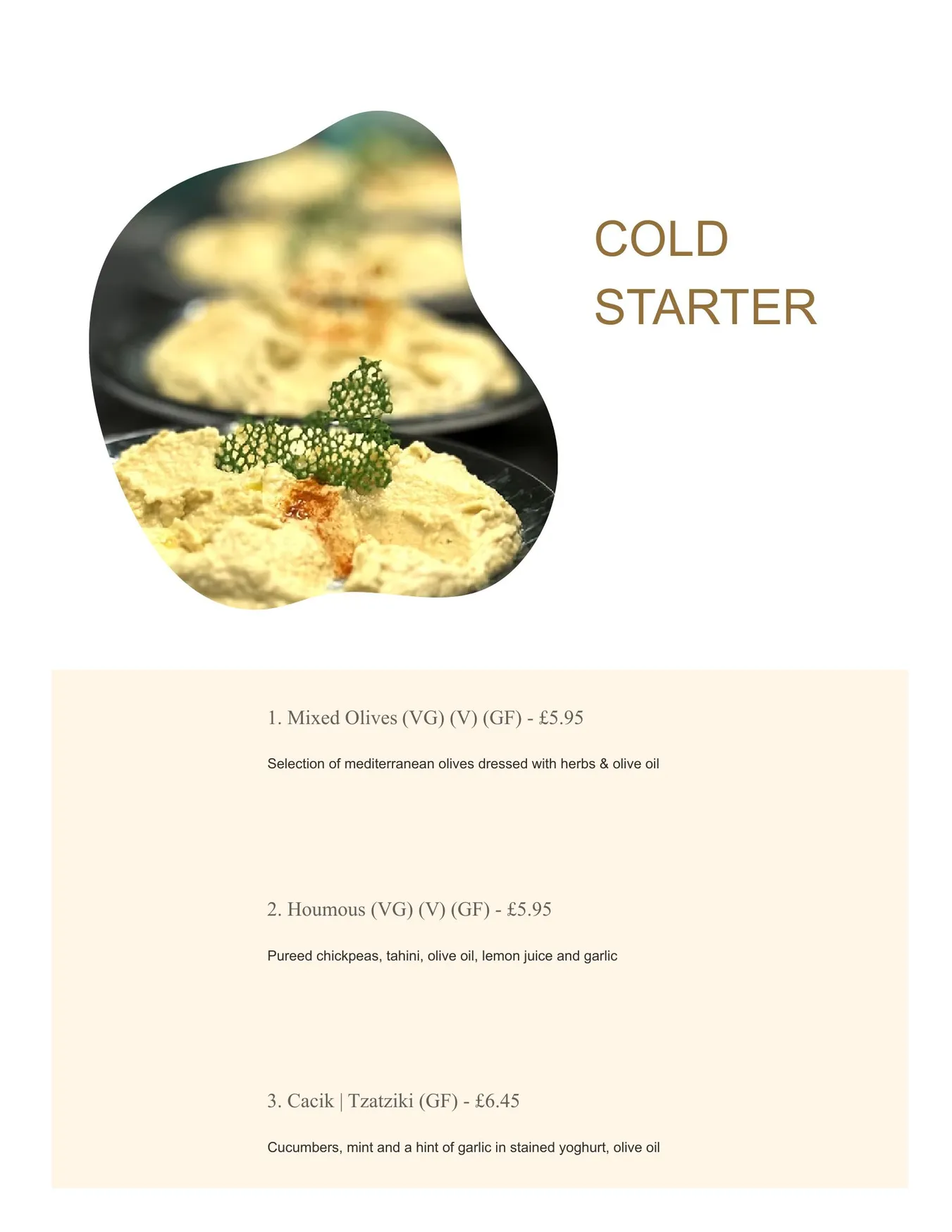 MediTerra Kitchen menu, page 1