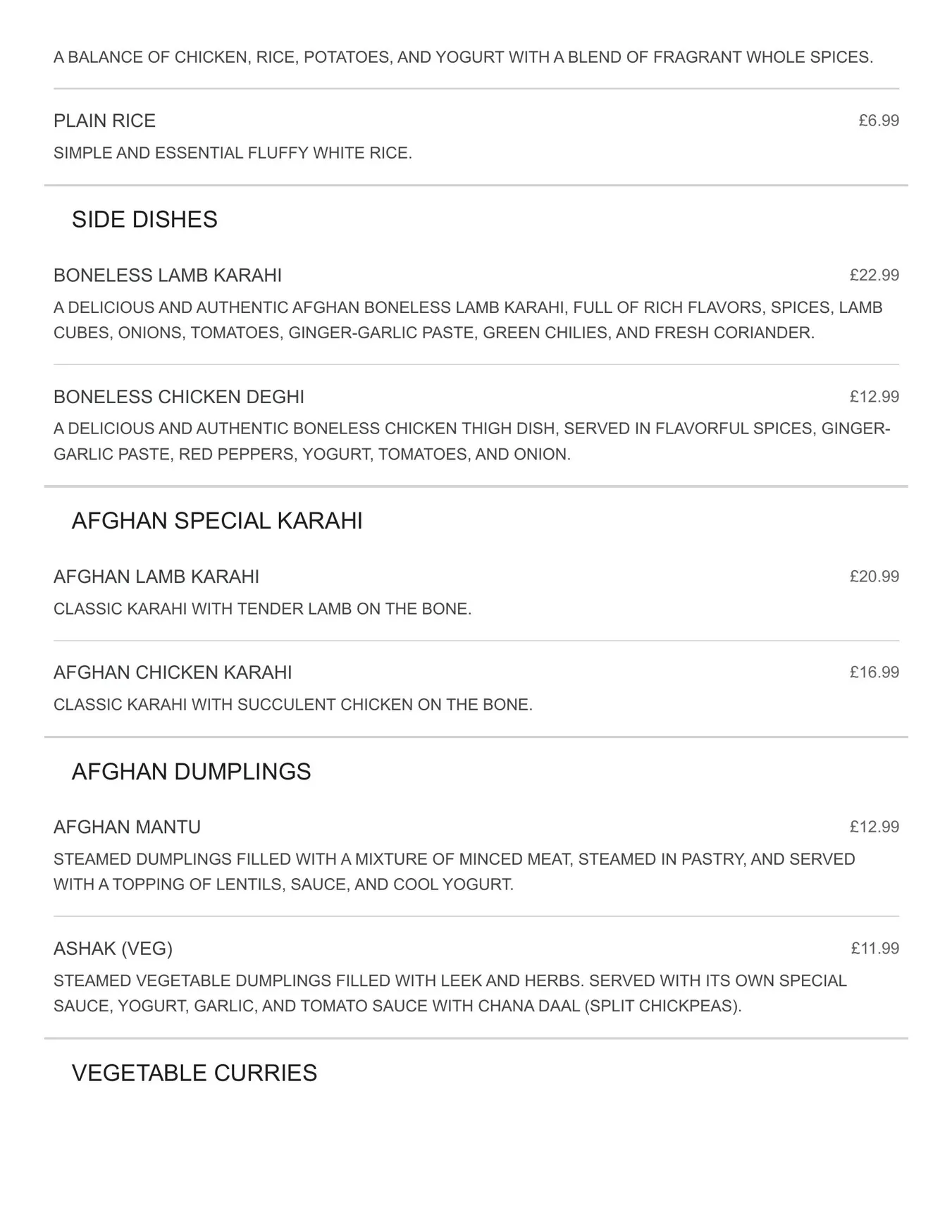 Afghan Eats menu, page 5