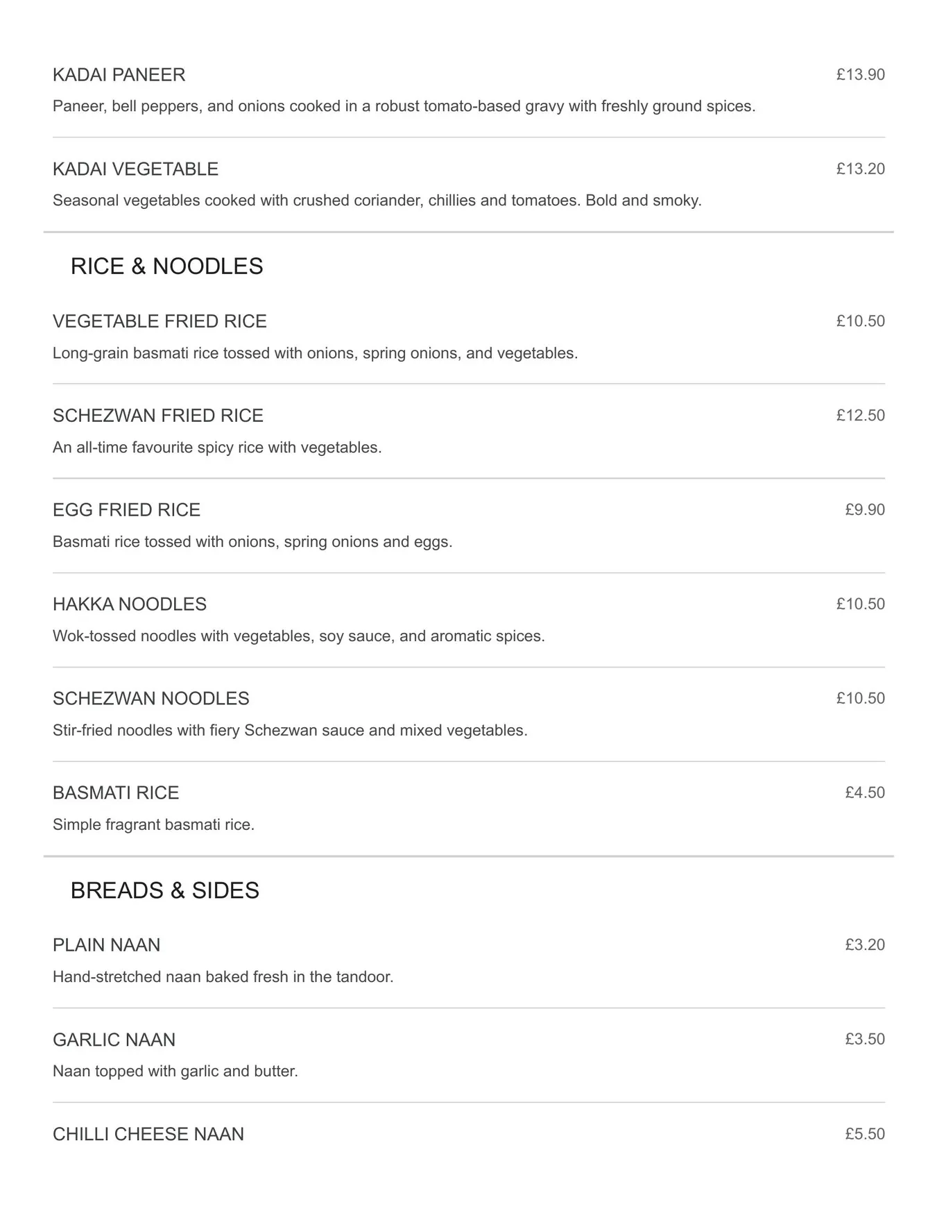 Delhi & Co menu, page 4