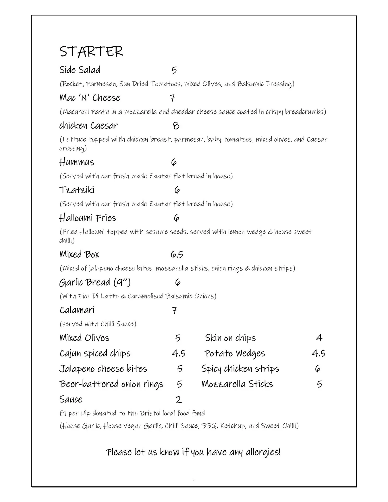Tomato & Basil Pizzeria menu, page 1