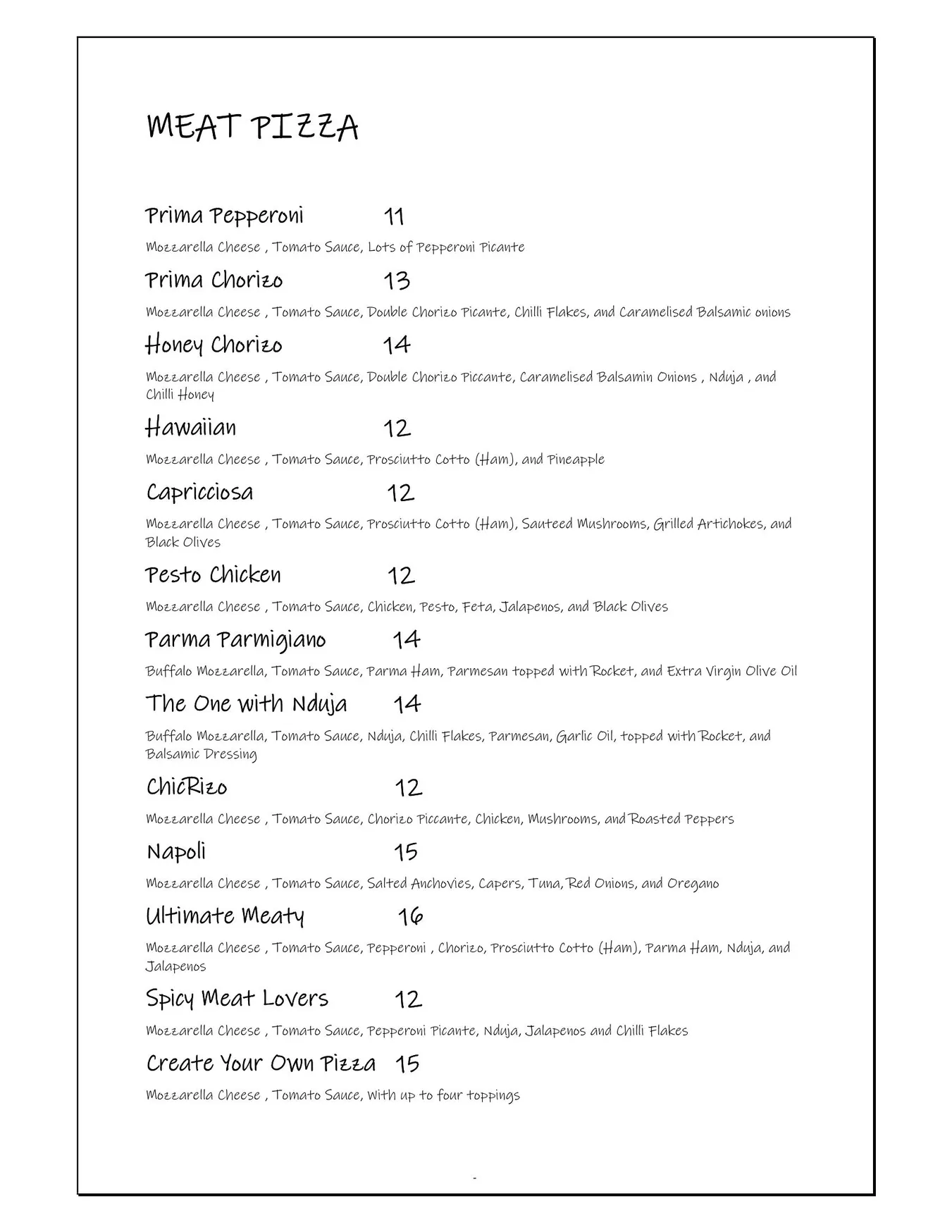 Tomato & Basil Pizzeria menu, page 4