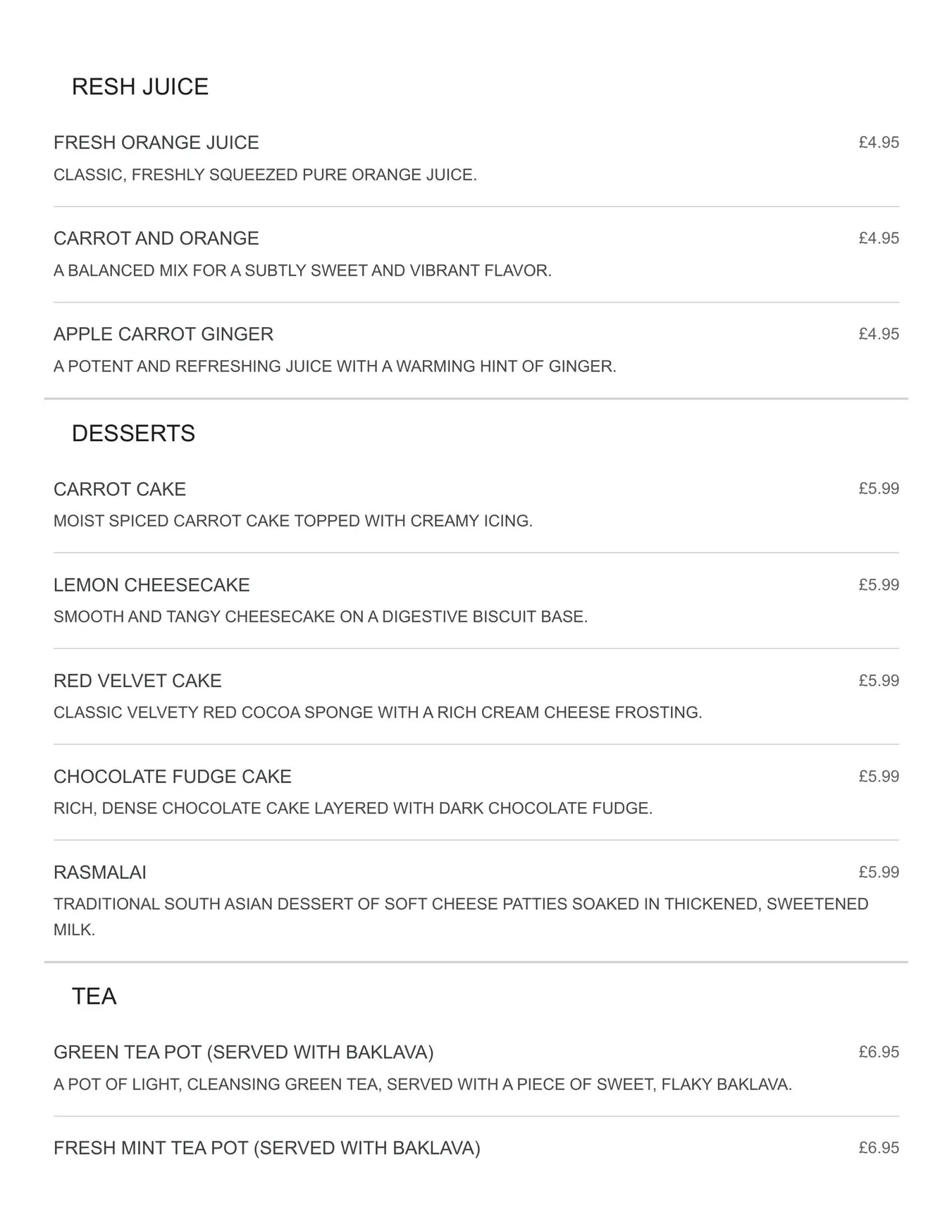 Afghan Eats menu, page 7