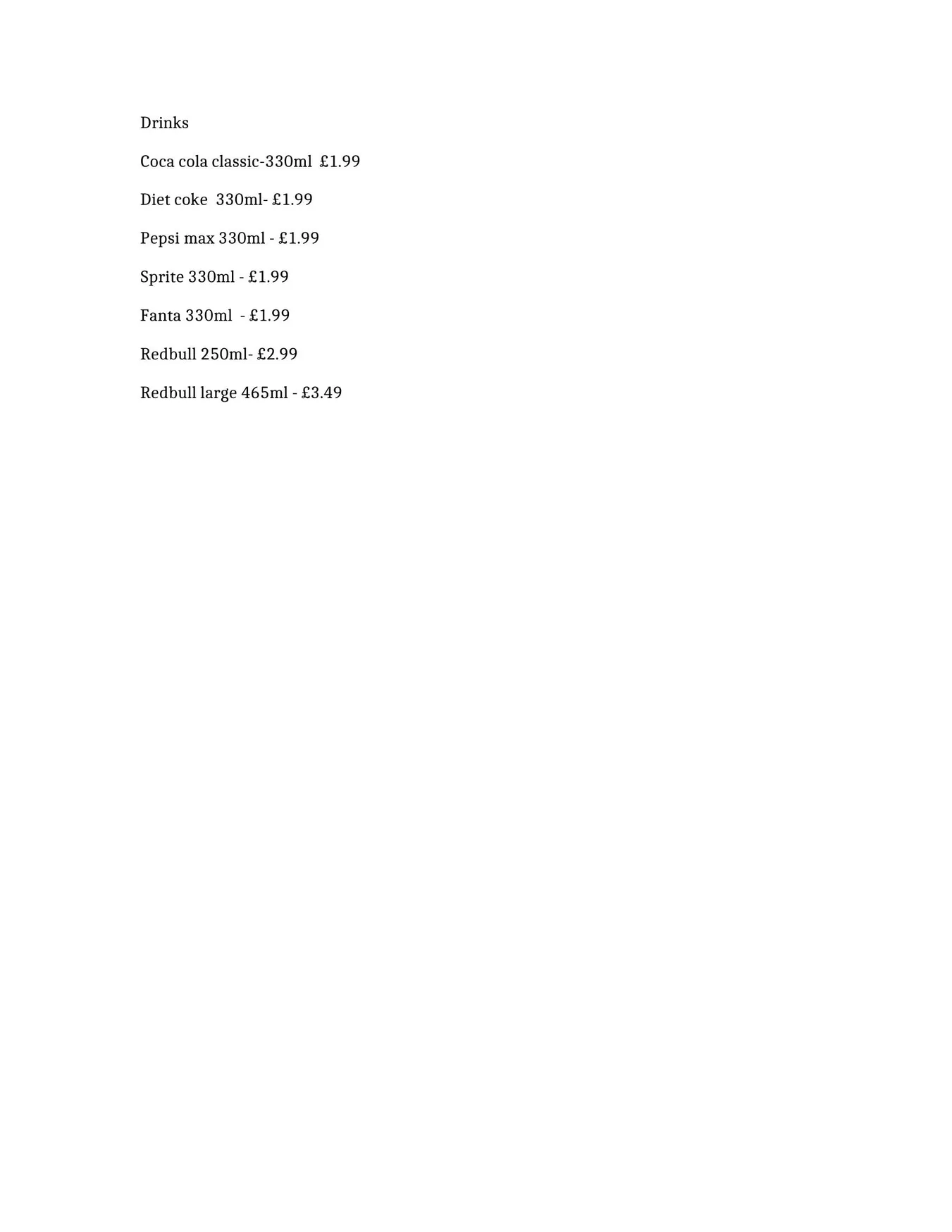 Ultra Lounge menu, page 3