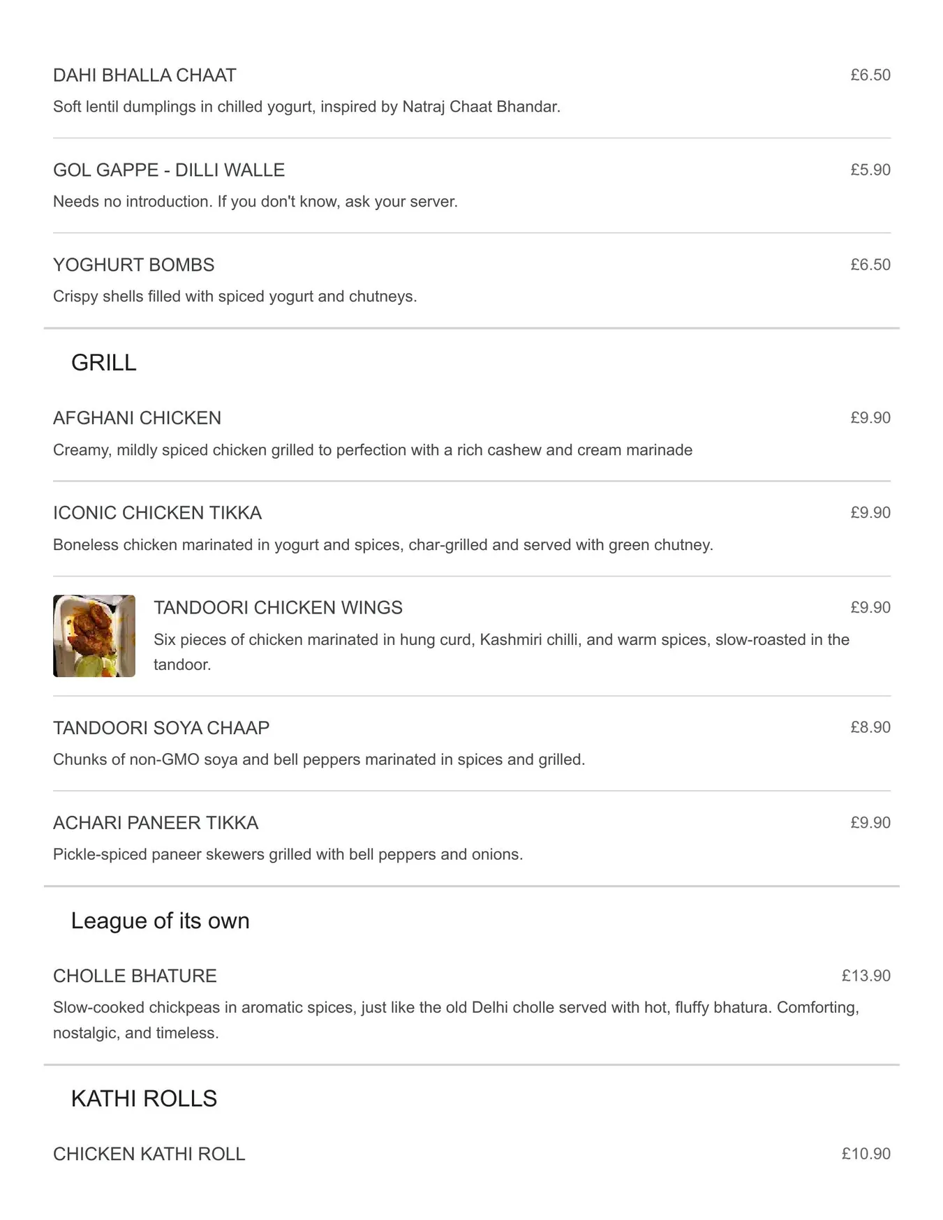 Delhi & Co menu, page 2