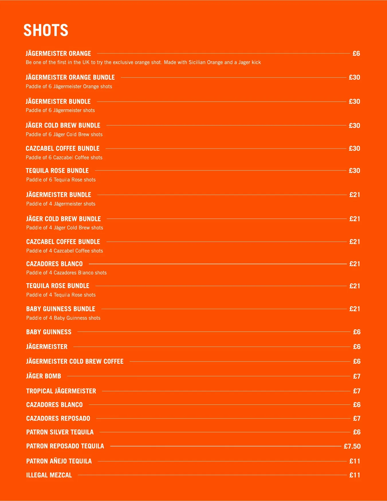 London Bridge Rooftop menu, page 9